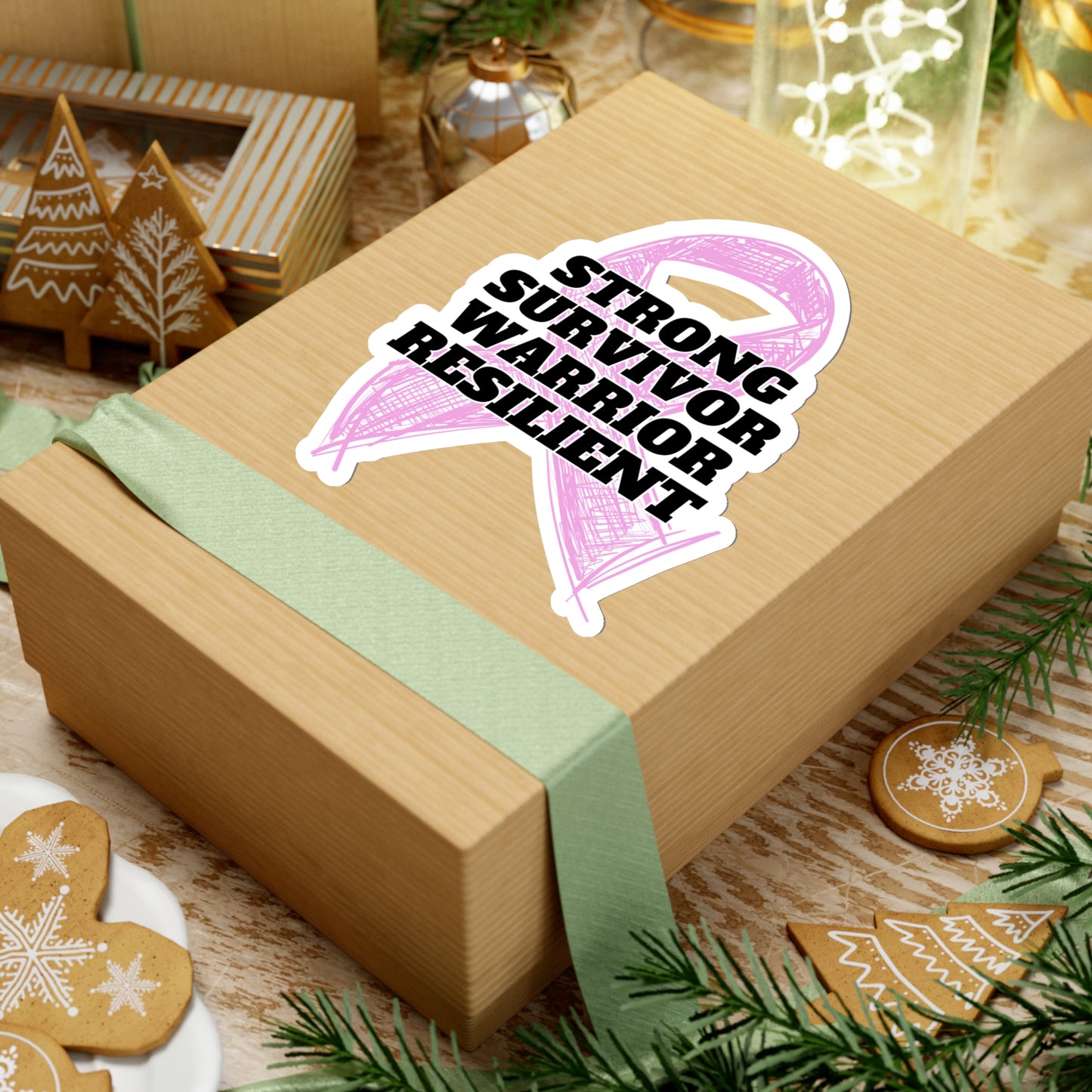 Strong Survivor Warrior Resilient Pink Ribbon Kiss-Cut Stickers