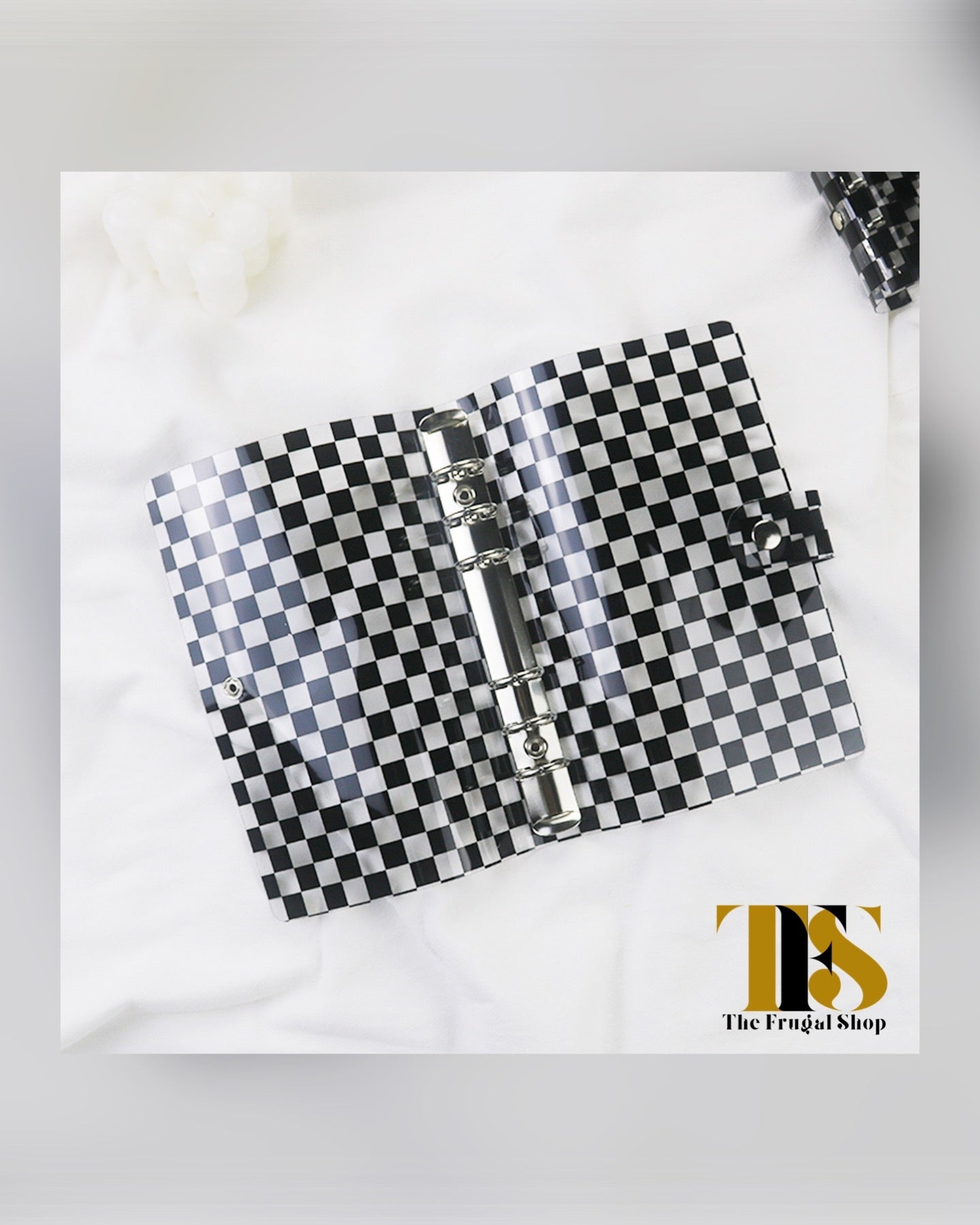 A6 Black Checkered Transparent Planner with Black Zippered Pouches