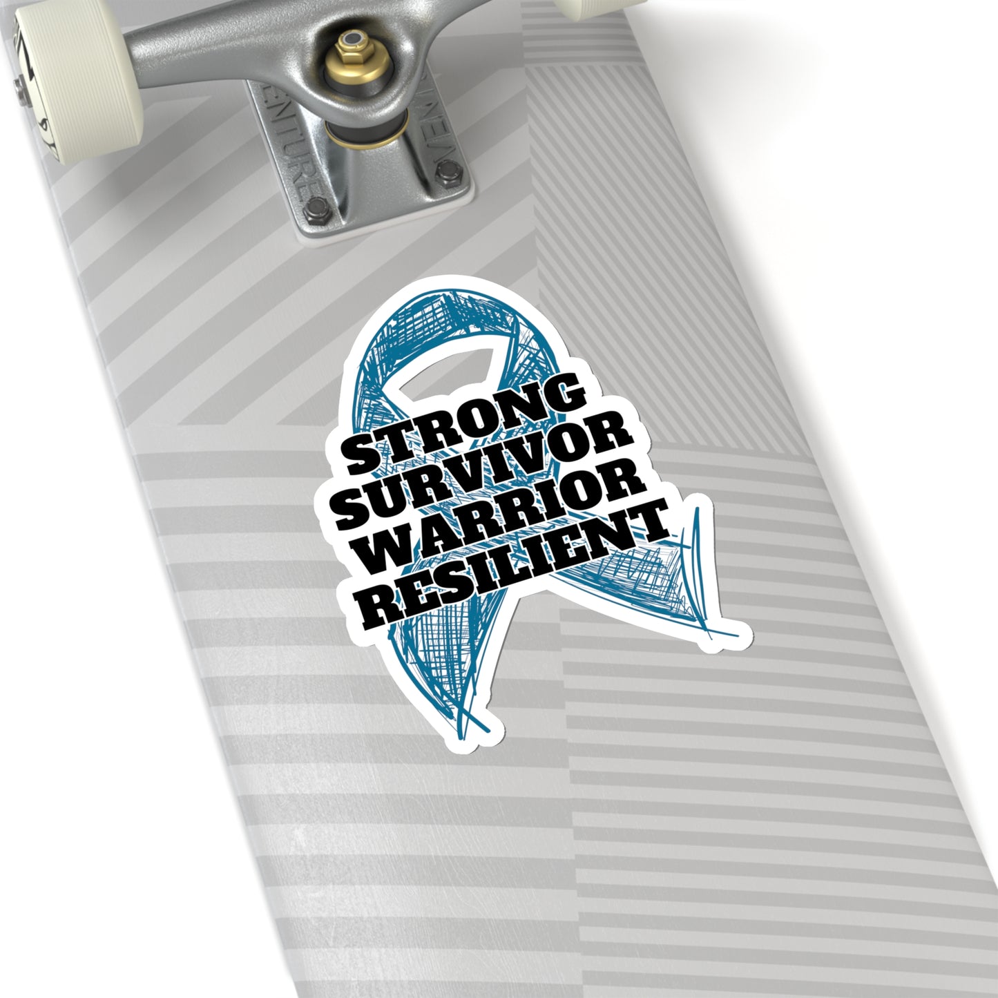 Strong Survivor Warrior Resilient Teal Ribbon Kiss-Cut Stickers