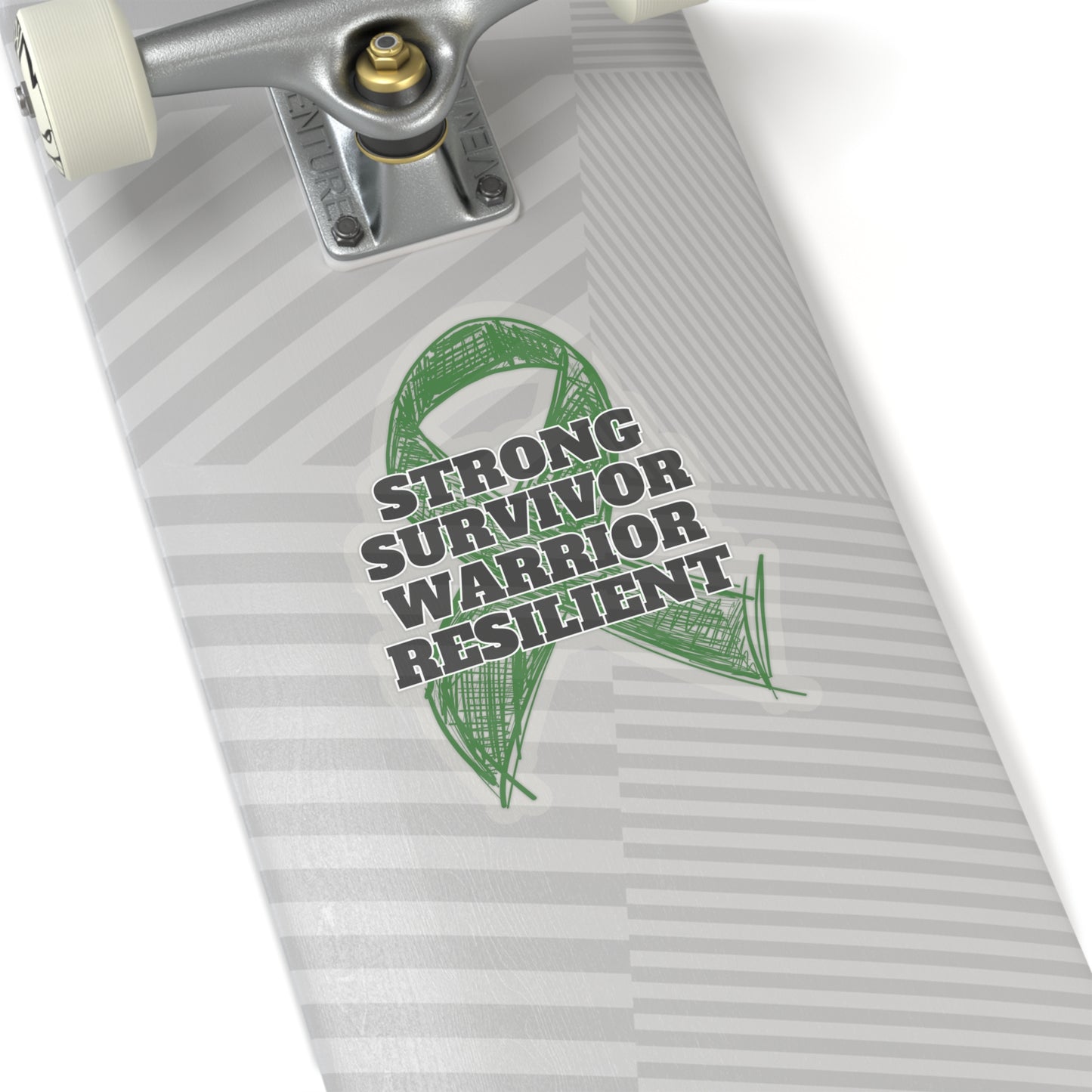 Strong Survivor Warrior Resilient Green Ribbon Kiss-Cut Stickers