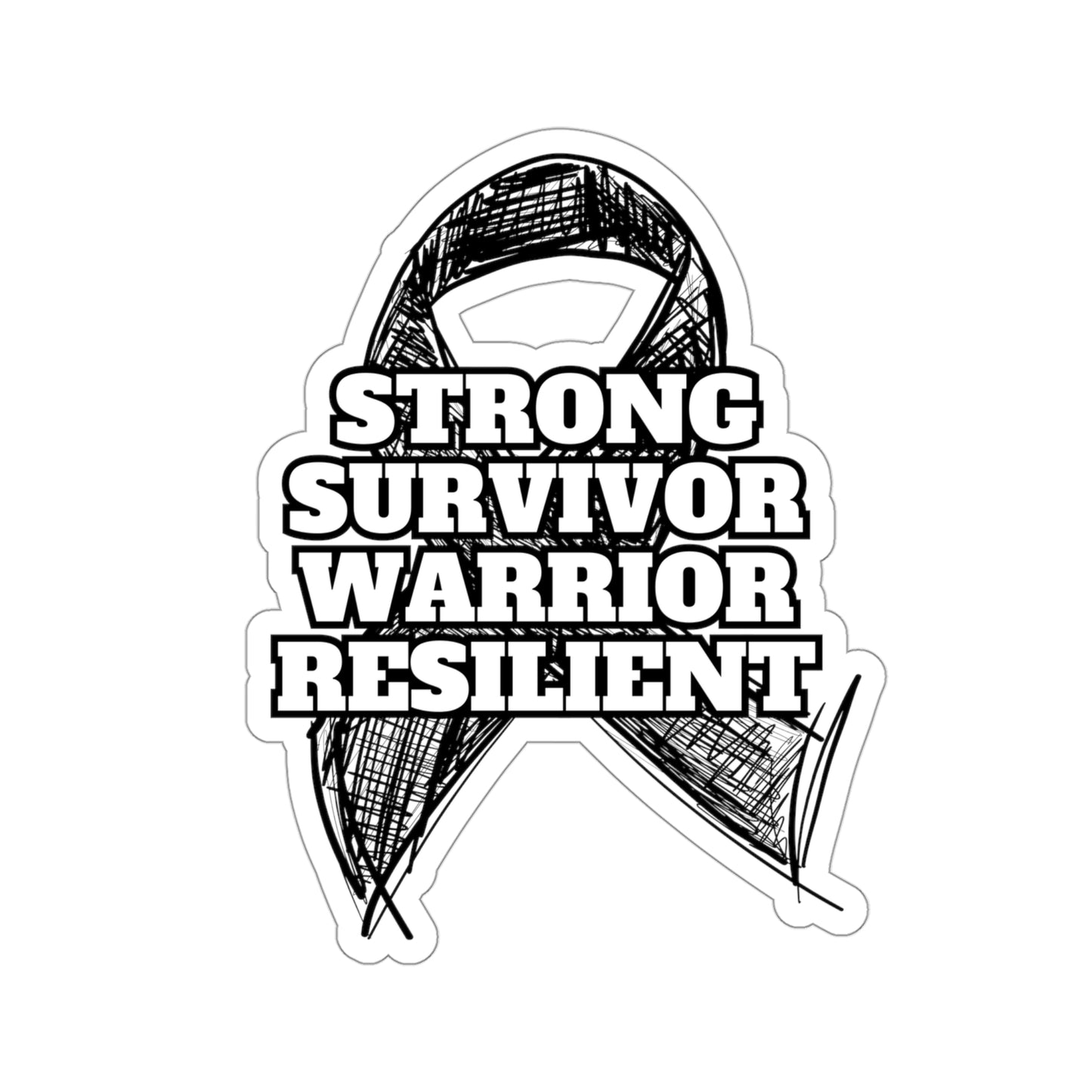 Strong Survivor Warrior Resilient Black Ribbon Kiss-Cut Stickers
