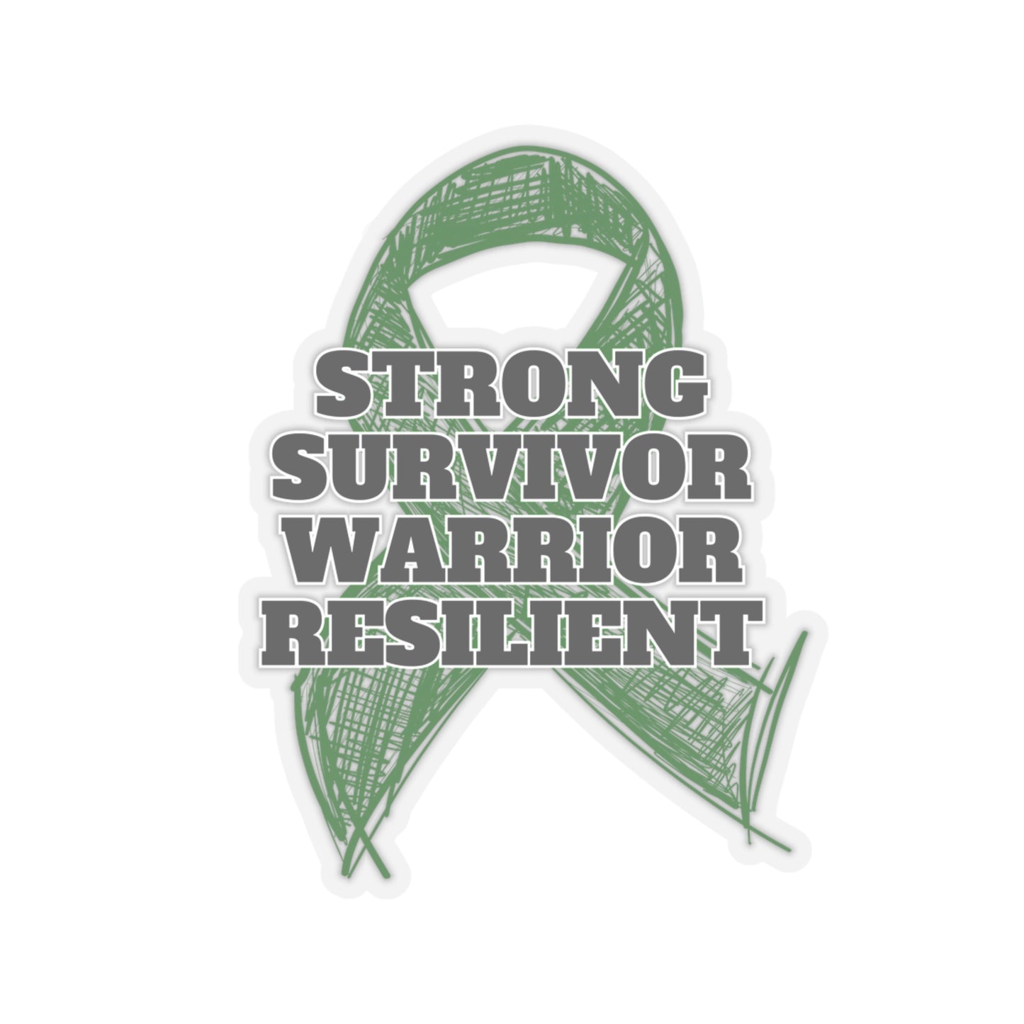 Strong Survivor Warrior Resilient Green Ribbon Kiss-Cut Stickers