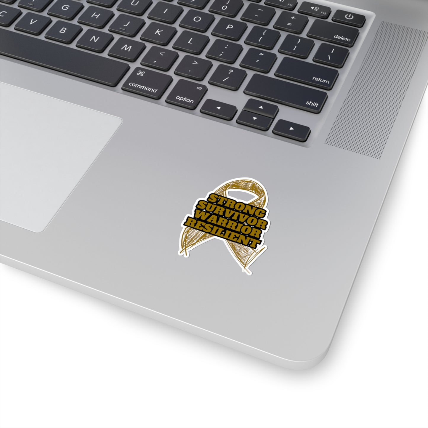 Strong Survivor Warrior Resilient Gold Ribbon Kiss-Cut Stickers