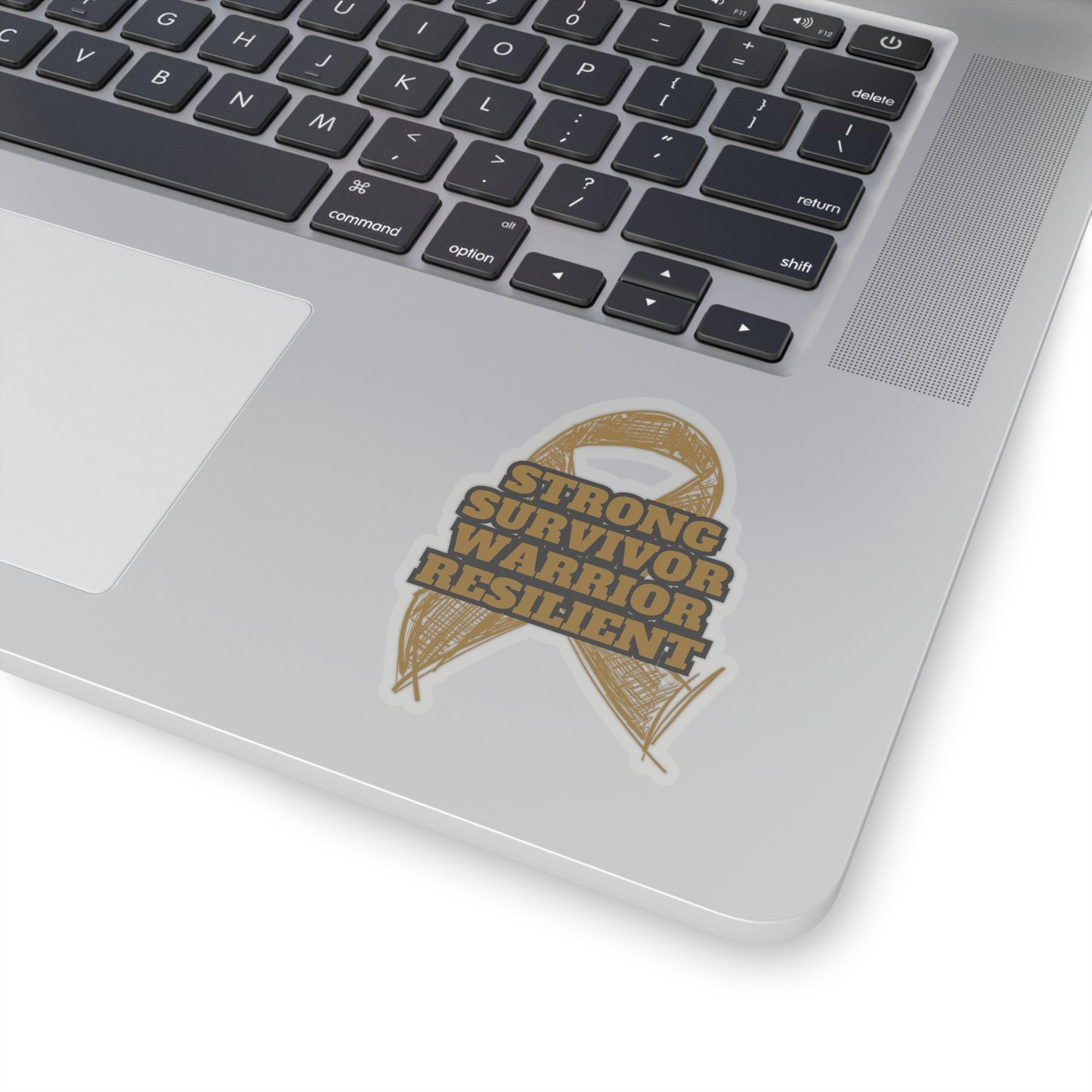 Strong Survivor Warrior Resilient Gold Ribbon Kiss-Cut Stickers