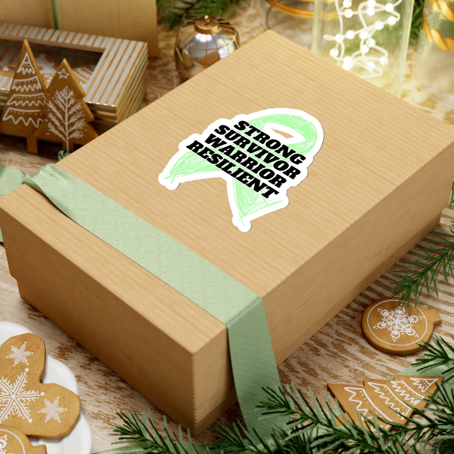 Strong Survivor Warrior Resilient Lime Green Ribbon Kiss-Cut Stickers