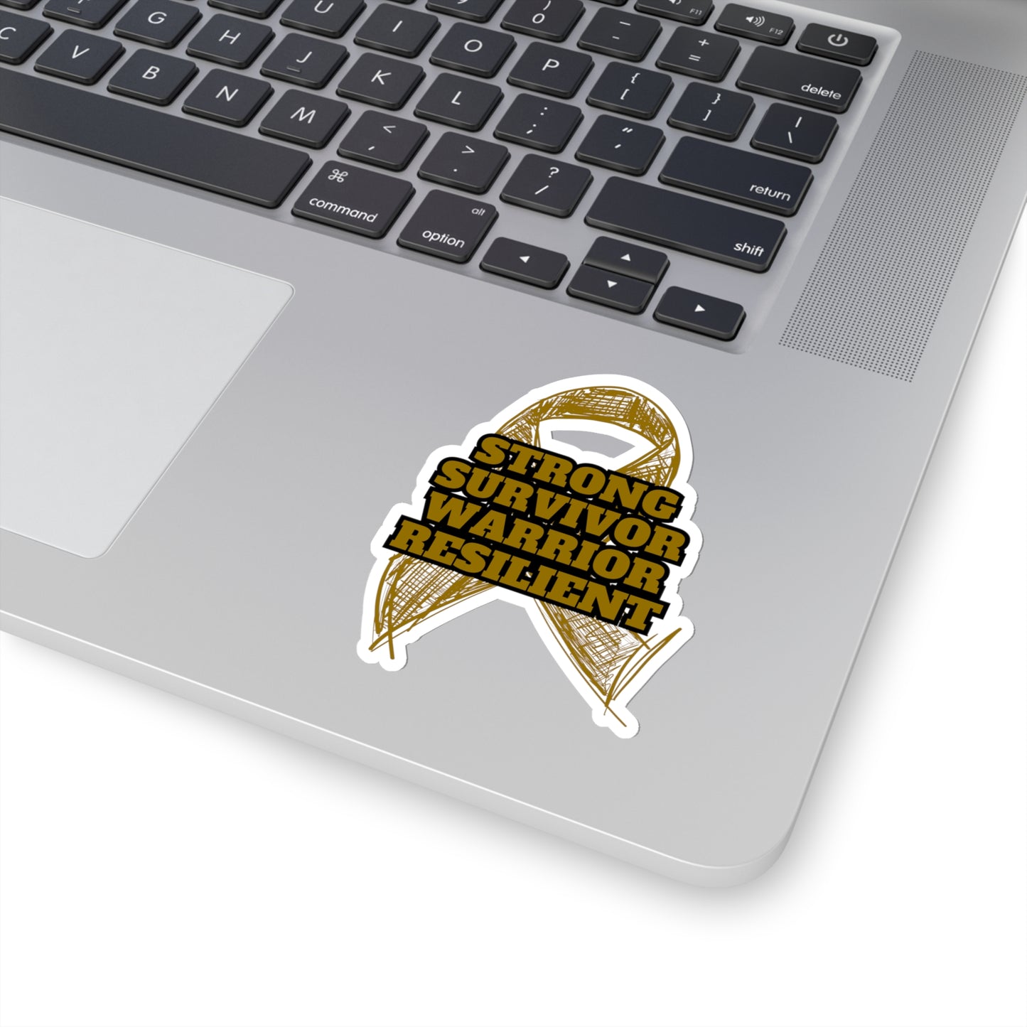 Strong Survivor Warrior Resilient Gold Ribbon Kiss-Cut Stickers