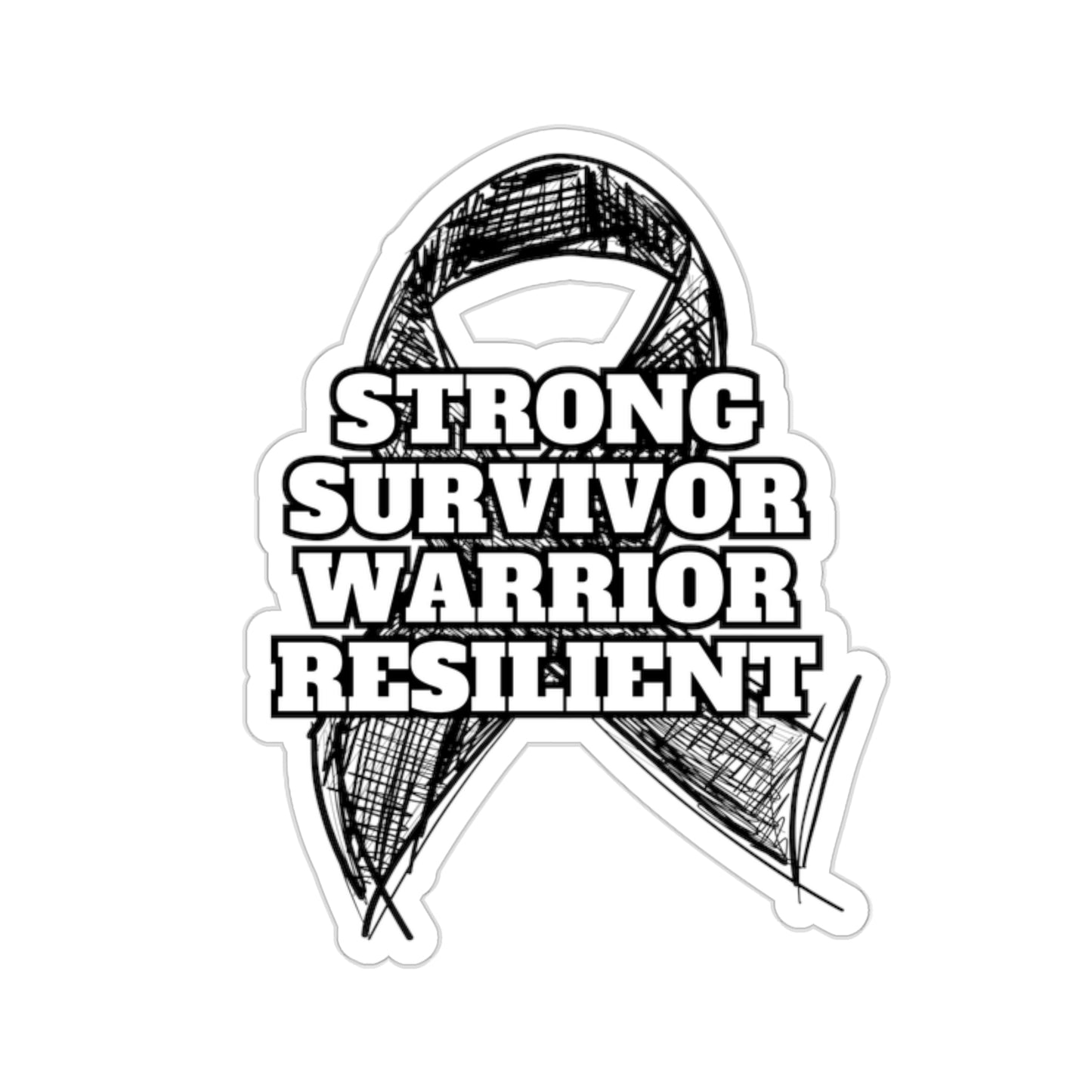 Strong Survivor Warrior Resilient Black Ribbon Kiss-Cut Stickers