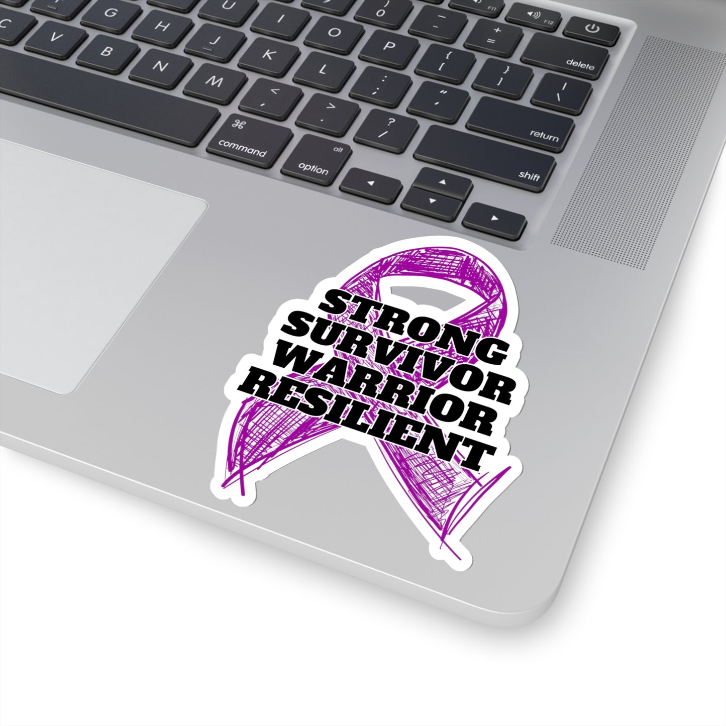 Strong Survivor Warrior Resilient Purple Ribbon Kiss-Cut Stickers