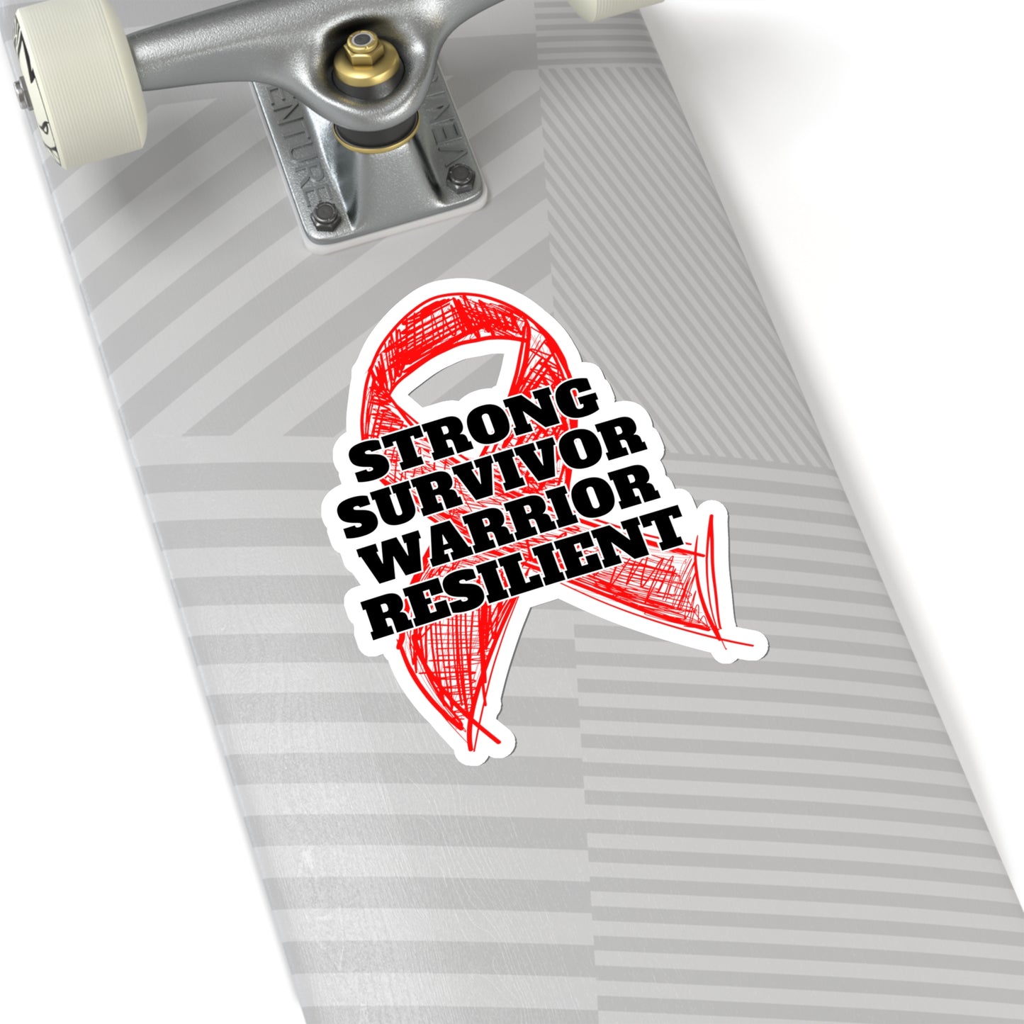 Strong Survivor Warrior Resilient Red Ribbon Kiss-Cut Stickers
