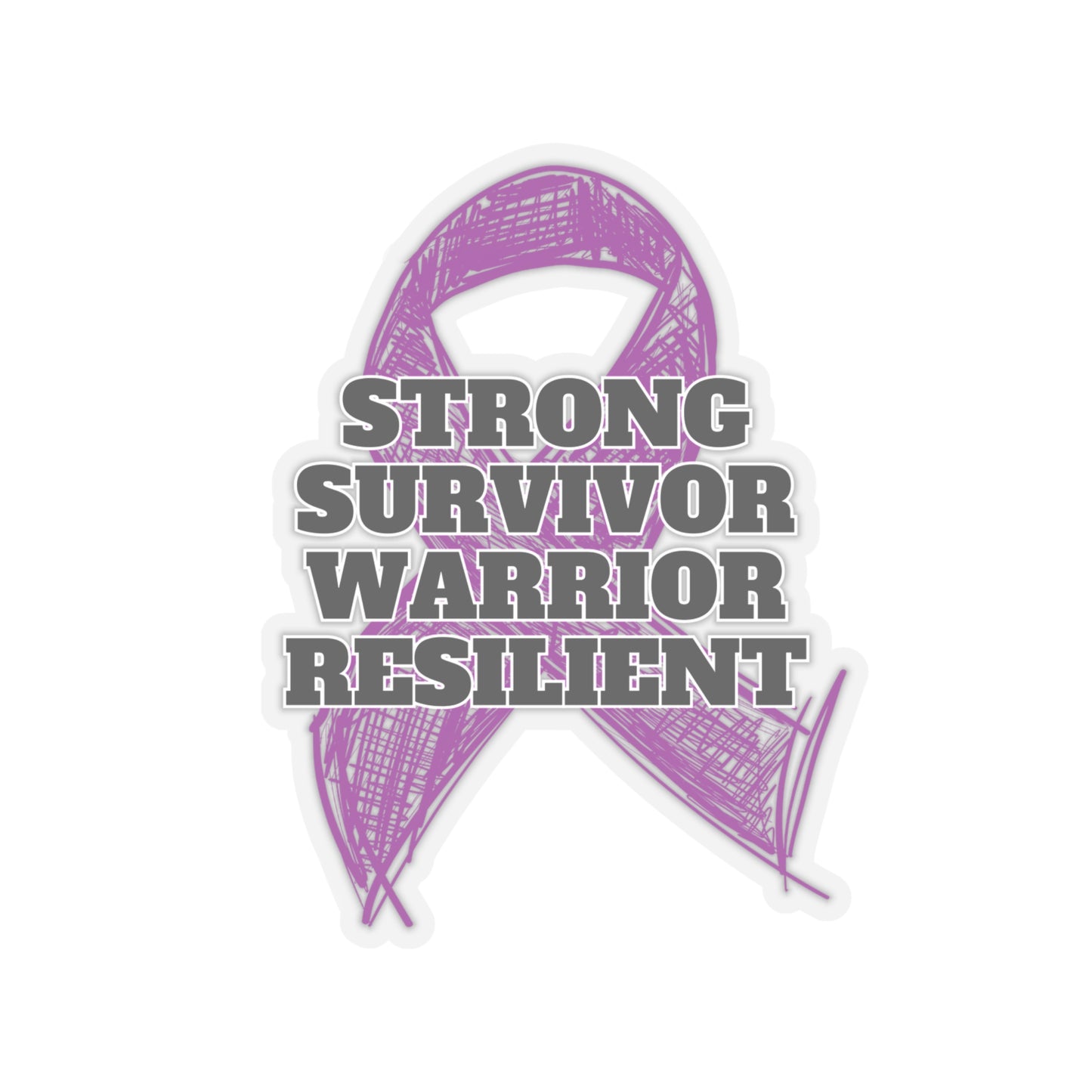 Strong Survivor Warrior Resilient Purple Ribbon Kiss-Cut Stickers