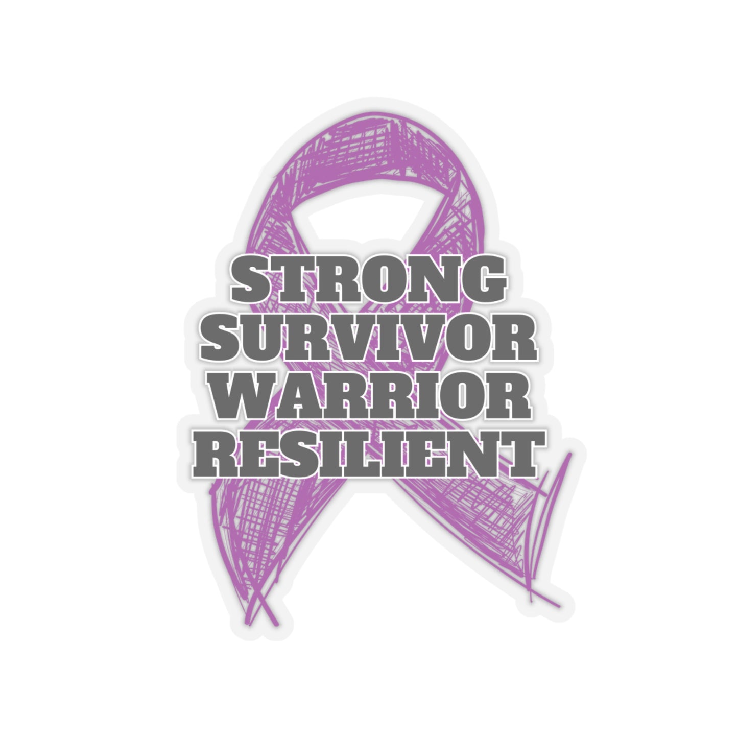 Strong Survivor Warrior Resilient Purple Ribbon Kiss-Cut Stickers