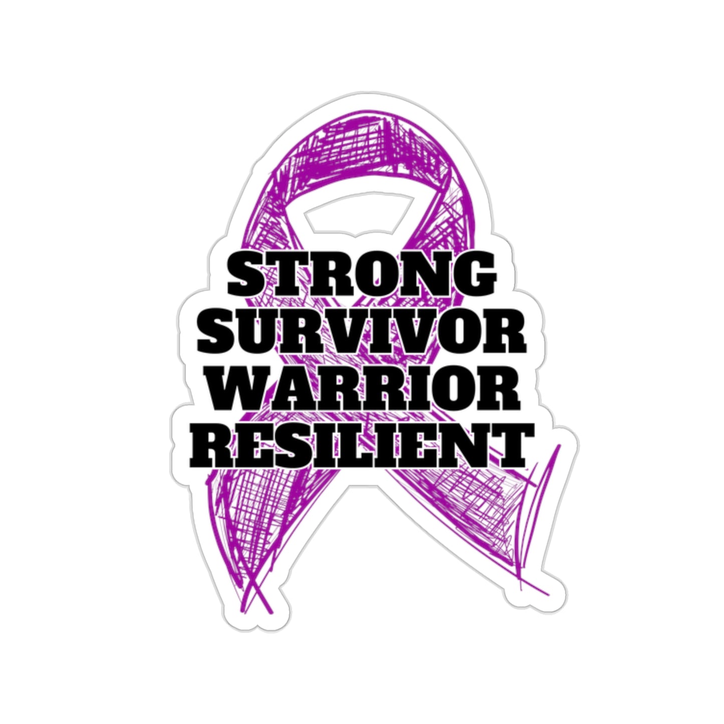 Strong Survivor Warrior Resilient Purple Ribbon Kiss-Cut Stickers