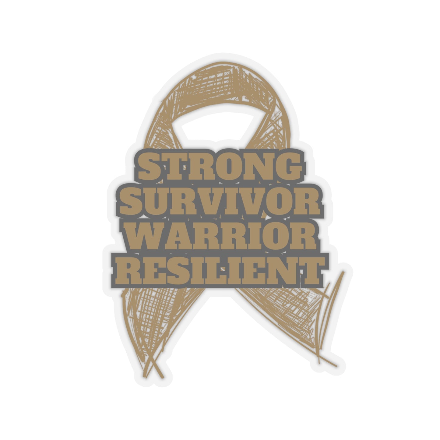 Strong Survivor Warrior Resilient Gold Ribbon Kiss-Cut Stickers