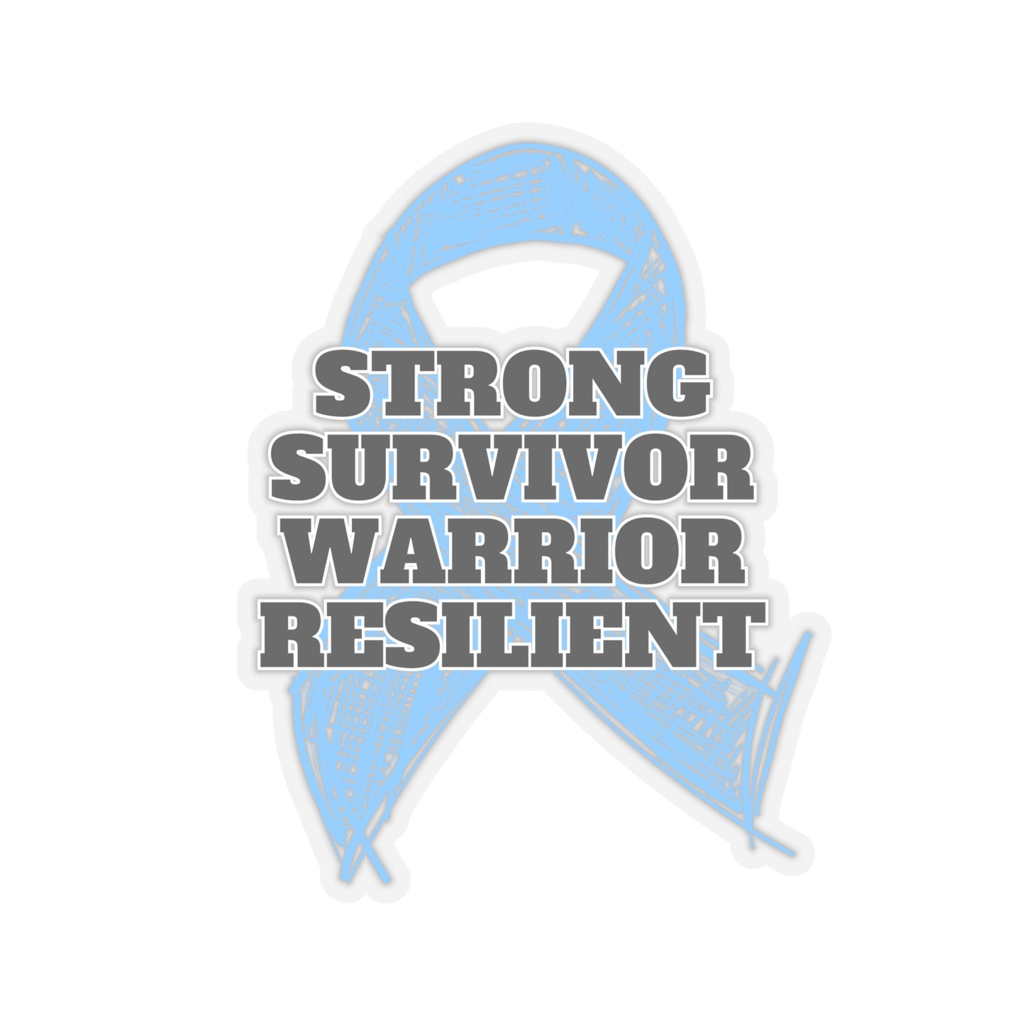 Strong Survivor Warrior Resilient Light Blue Ribbon Kiss-Cut Stickers