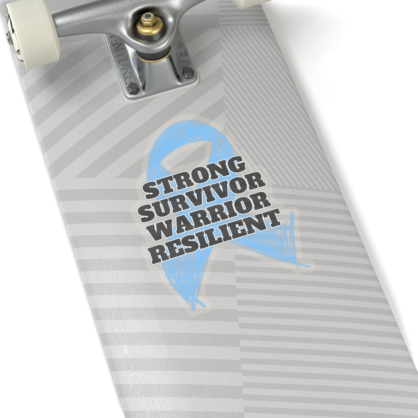 Strong Survivor Warrior Resilient Light Blue Ribbon Kiss-Cut Stickers