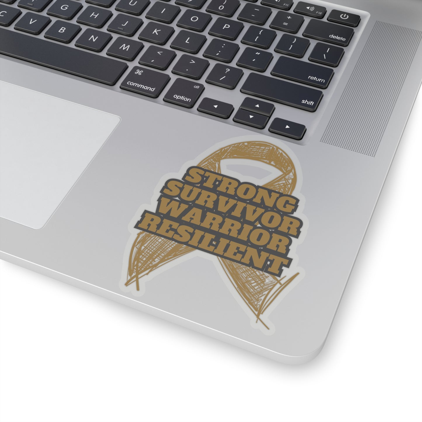 Strong Survivor Warrior Resilient Gold Ribbon Kiss-Cut Stickers