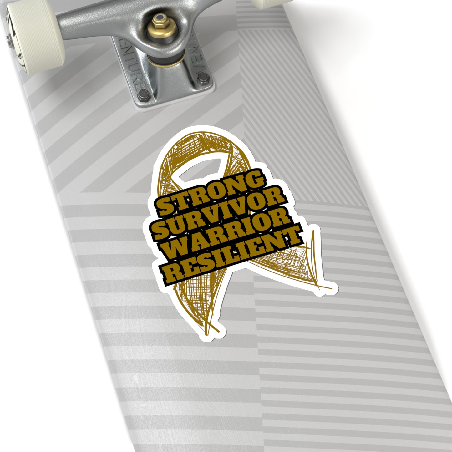 Strong Survivor Warrior Resilient Gold Ribbon Kiss-Cut Stickers