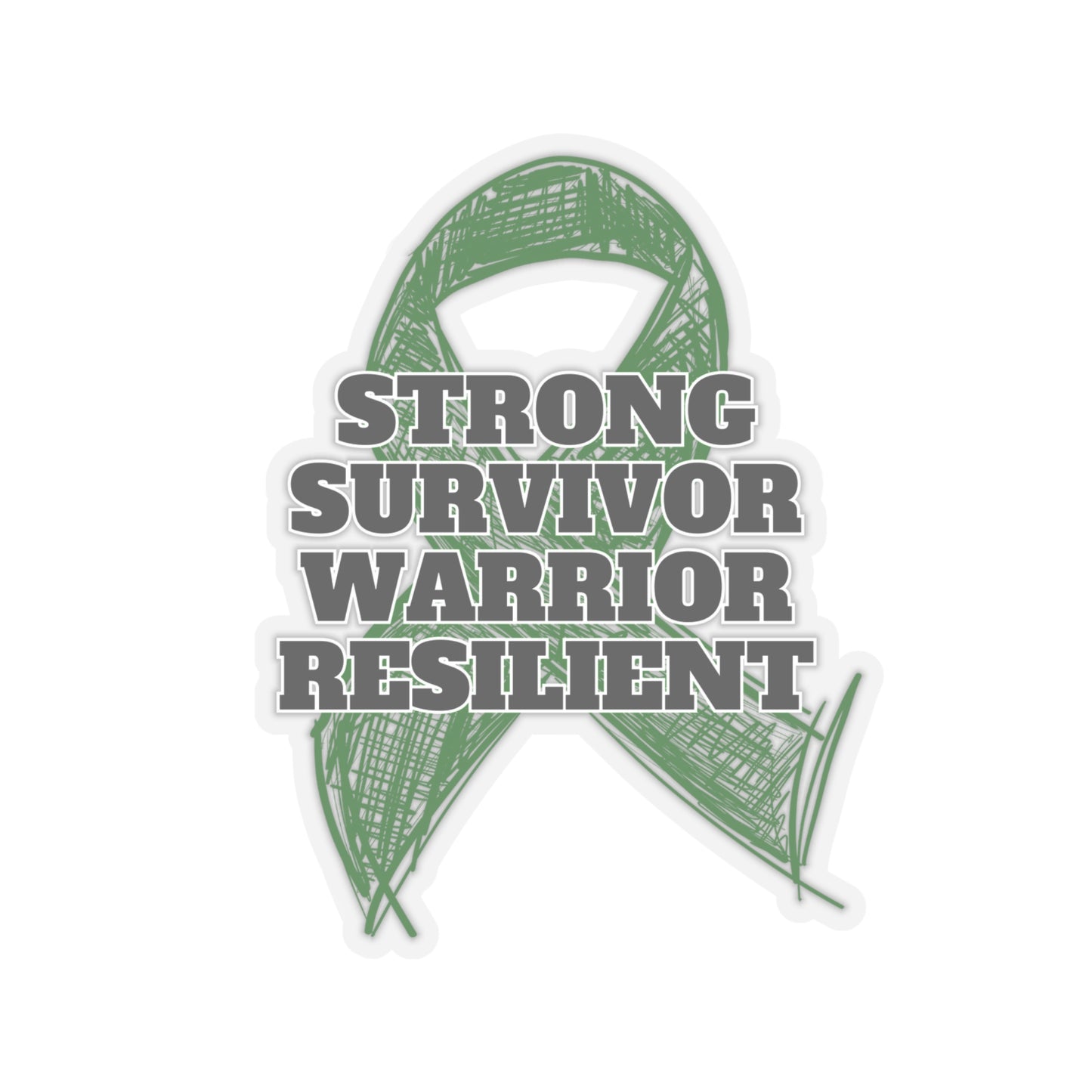Strong Survivor Warrior Resilient Green Ribbon Kiss-Cut Stickers