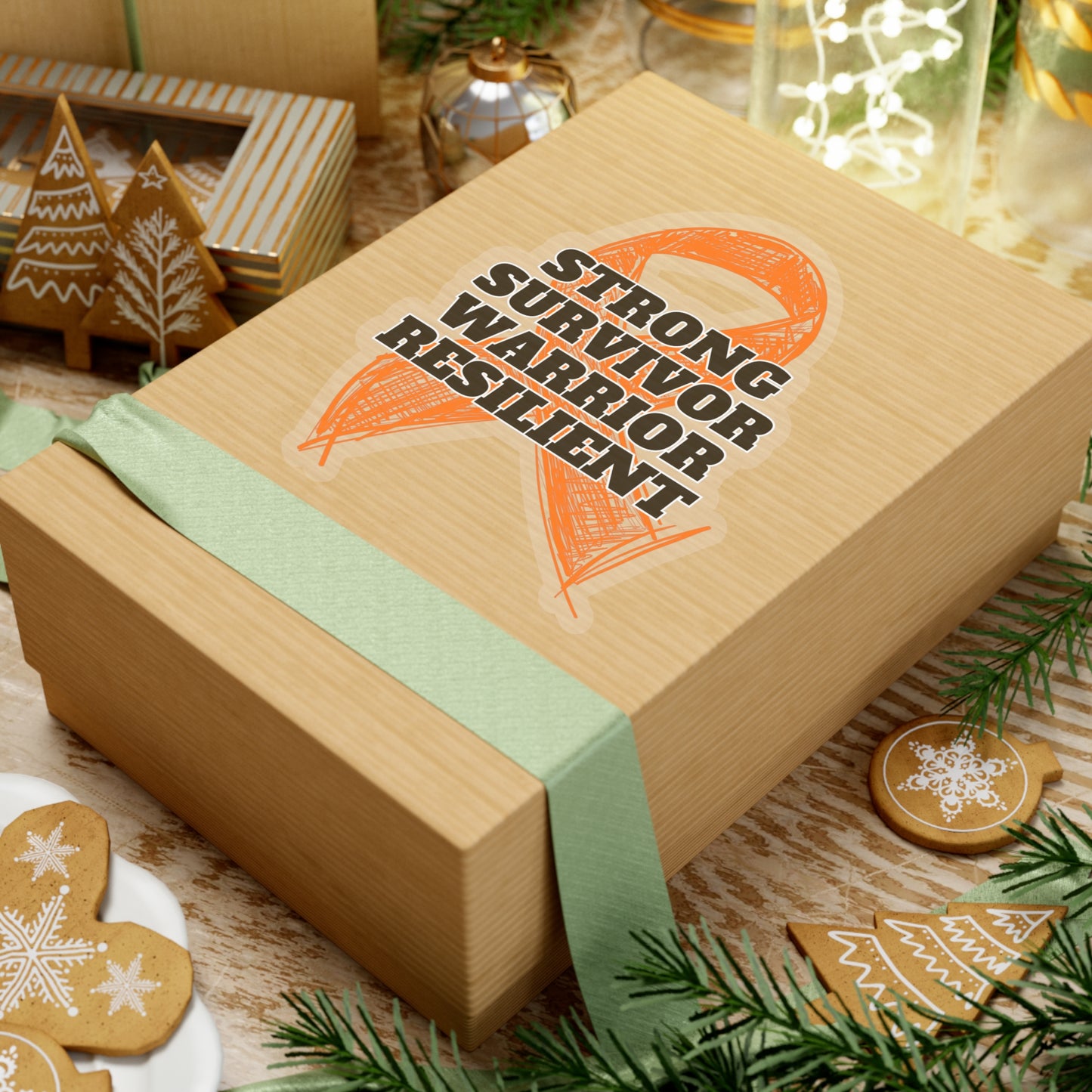 Strong Survivor Warrior Resilient Orange Ribbon Kiss-Cut Stickers