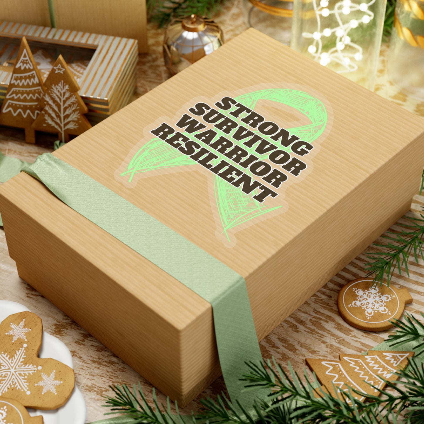 Strong Survivor Warrior Resilient Lime Green Ribbon Kiss-Cut Stickers