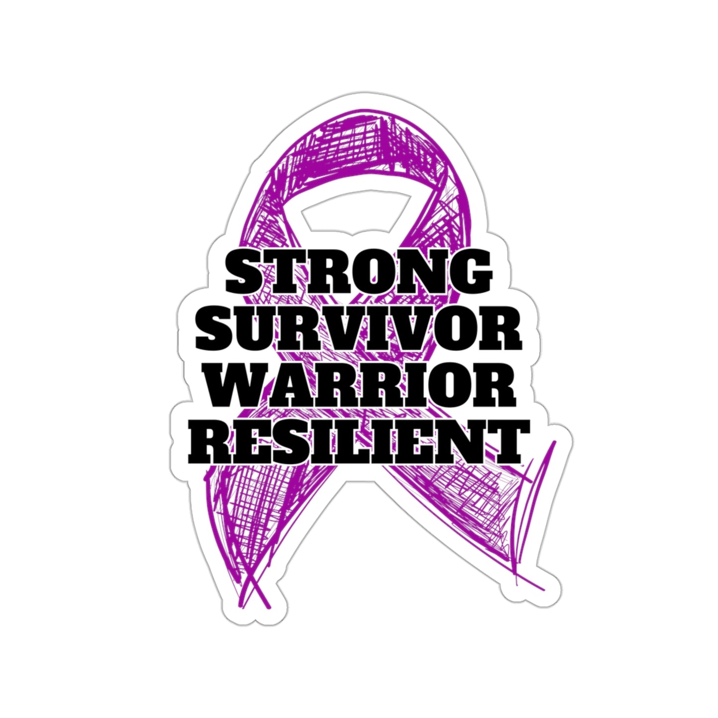 Strong Survivor Warrior Resilient Purple Ribbon Kiss-Cut Stickers