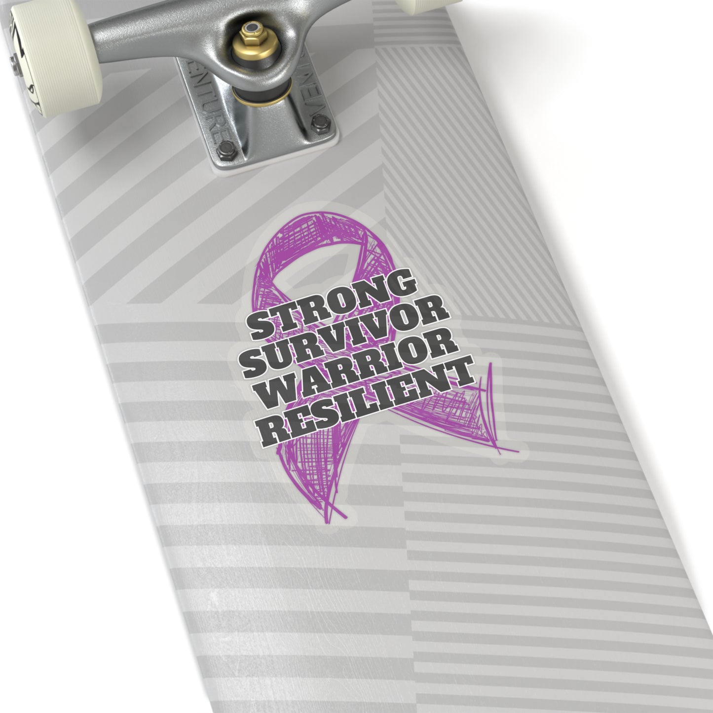 Strong Survivor Warrior Resilient Purple Ribbon Kiss-Cut Stickers