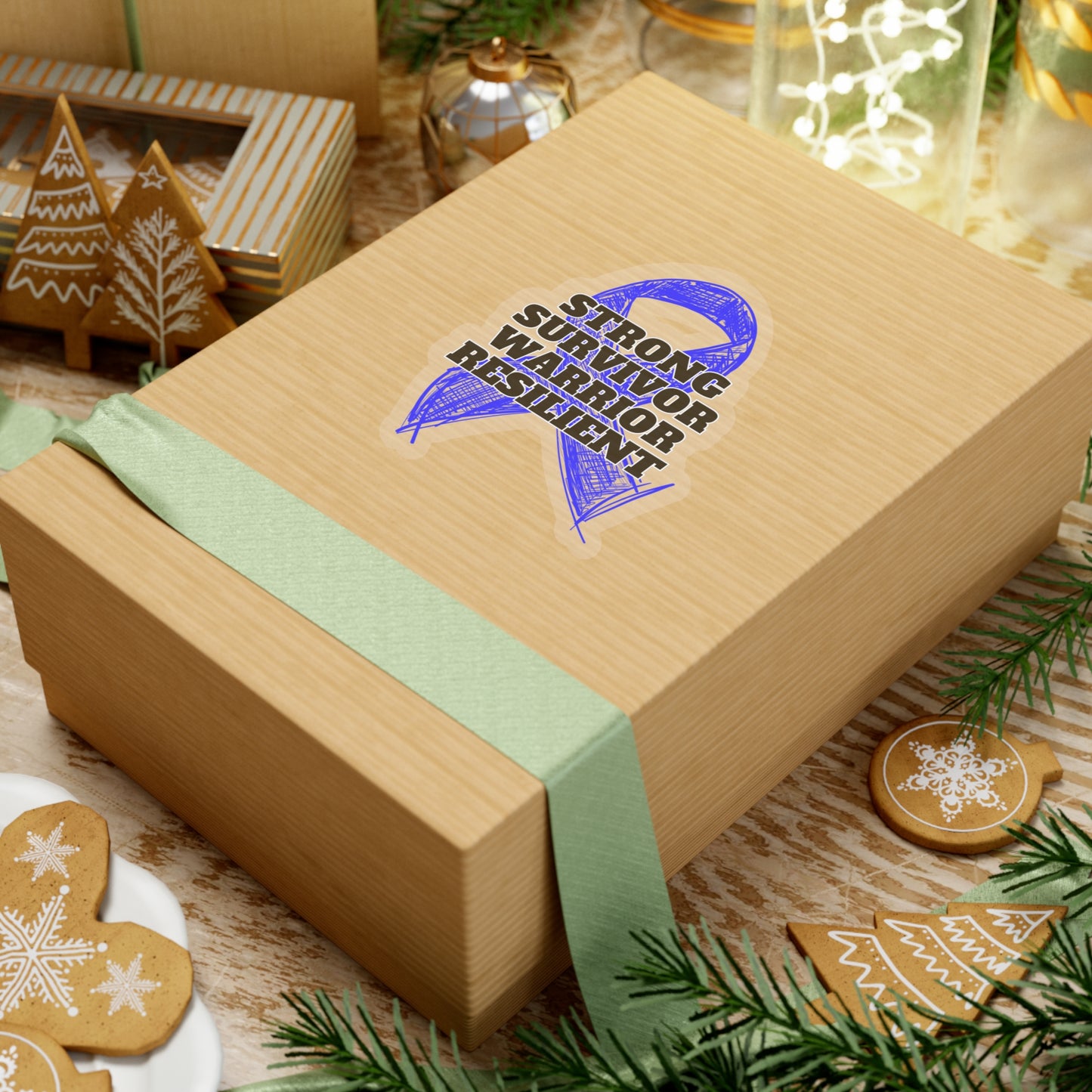 Strong Survivor Warrior Resilient Blue Ribbon Kiss-Cut Stickers