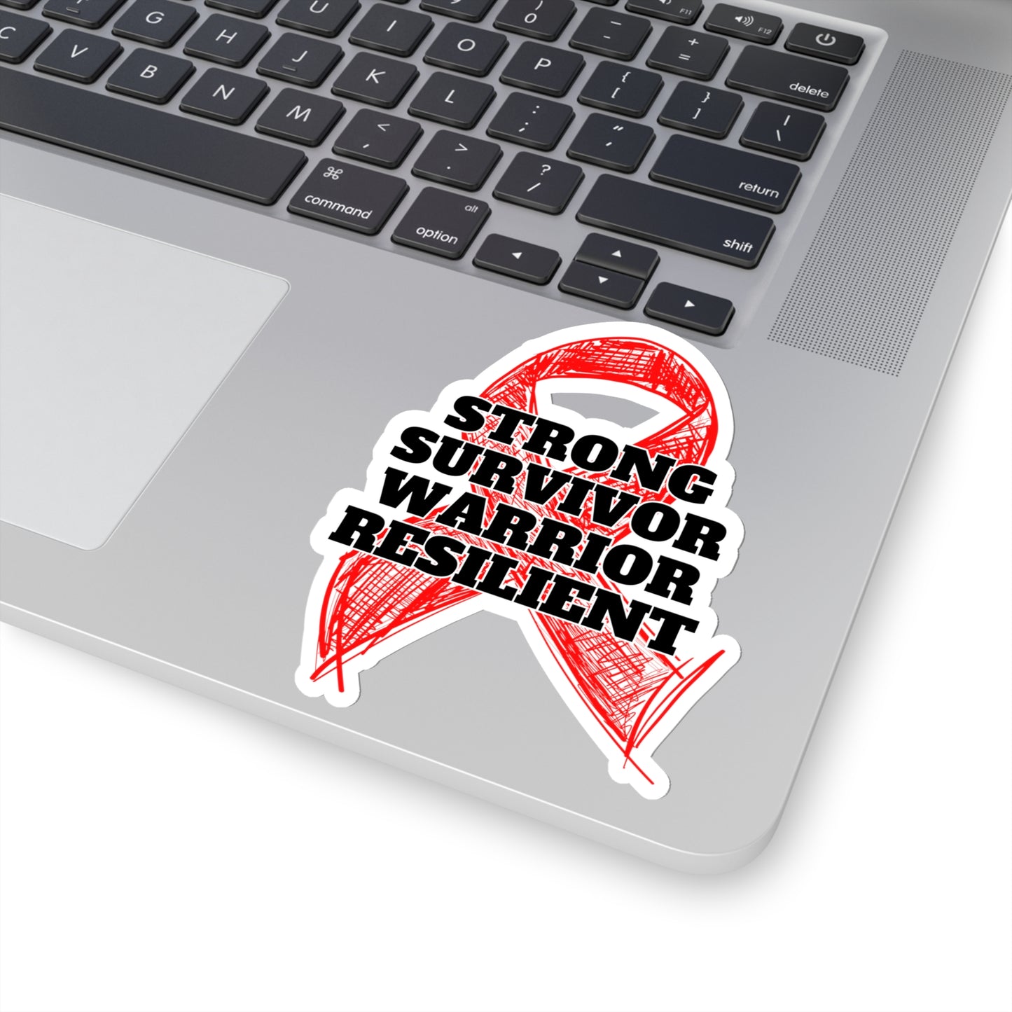 Strong Survivor Warrior Resilient Red Ribbon Kiss-Cut Stickers