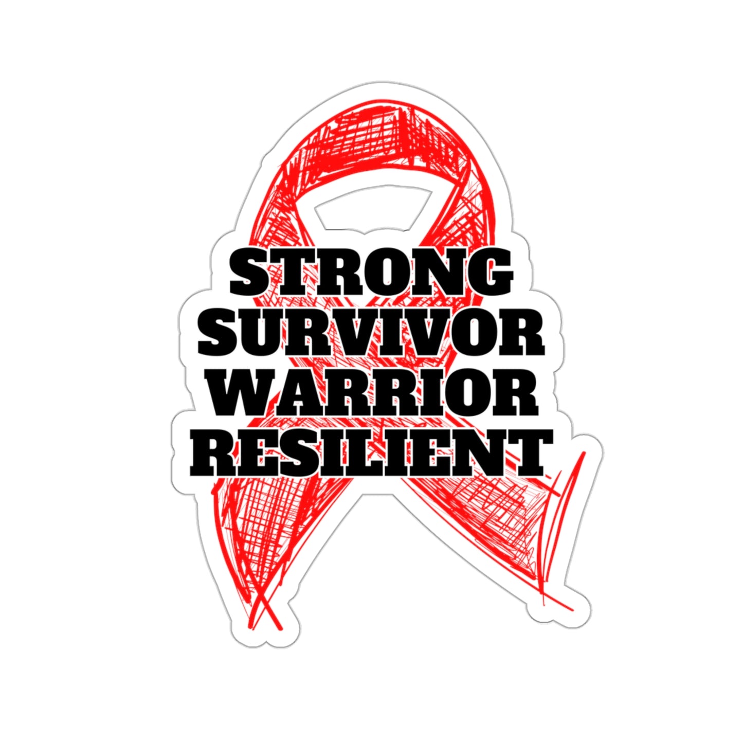 Strong Survivor Warrior Resilient Red Ribbon Kiss-Cut Stickers