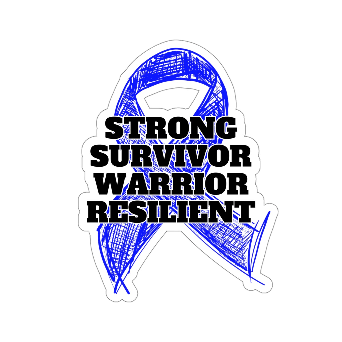 Strong Survivor Warrior Resilient Blue Ribbon Kiss-Cut Stickers