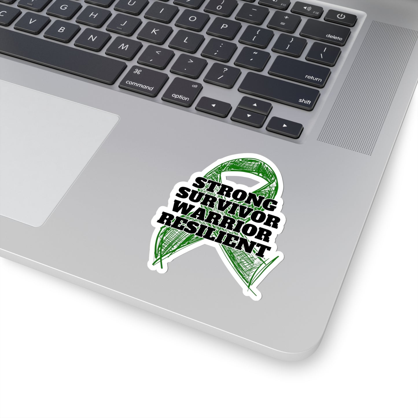 Strong Survivor Warrior Resilient Green Ribbon Kiss-Cut Stickers