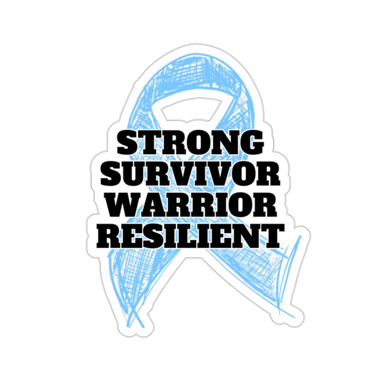 Strong Survivor Warrior Resilient Light Blue Ribbon Kiss-Cut Stickers