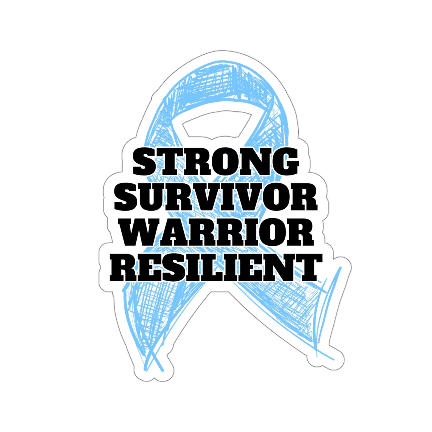 Strong Survivor Warrior Resilient Light Blue Ribbon Kiss-Cut Stickers