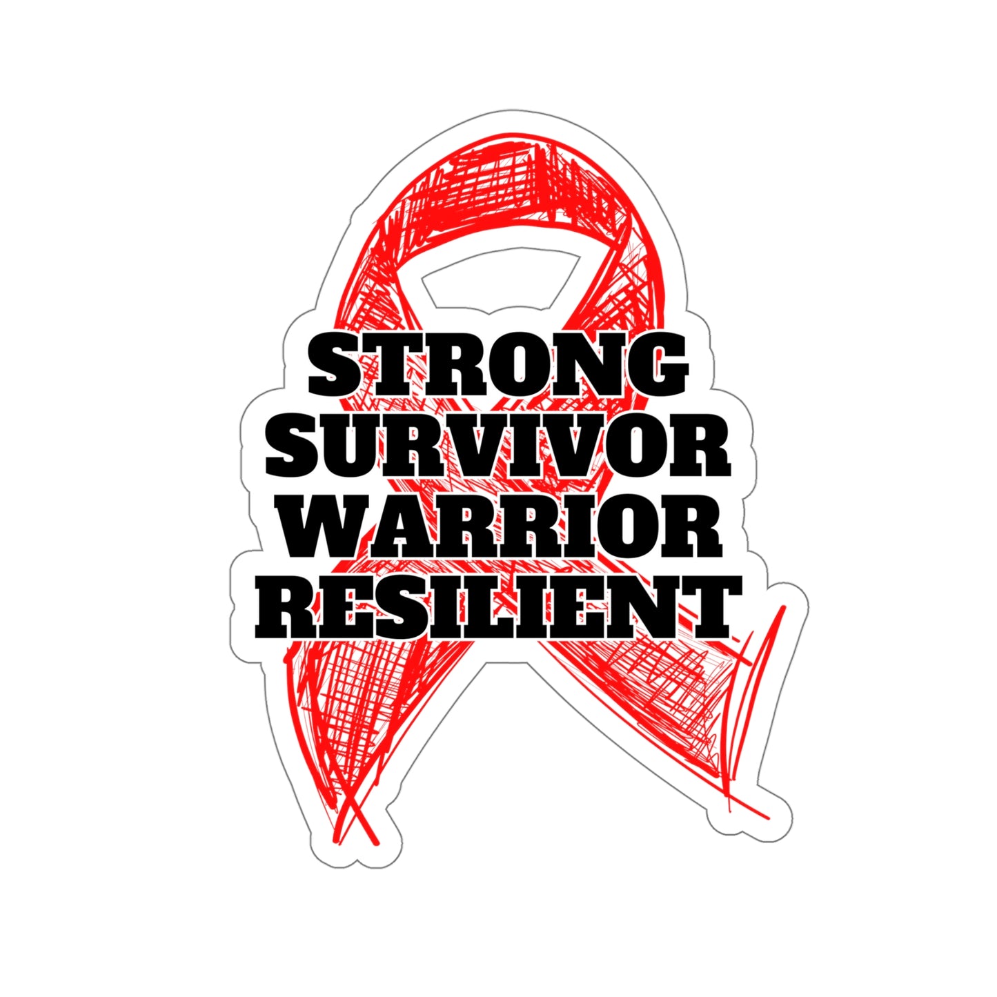 Strong Survivor Warrior Resilient Red Ribbon Kiss-Cut Stickers