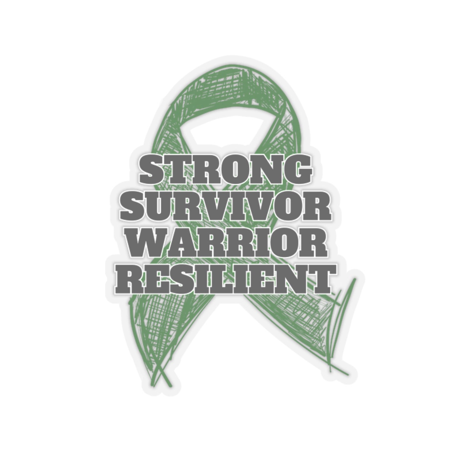 Strong Survivor Warrior Resilient Green Ribbon Kiss-Cut Stickers