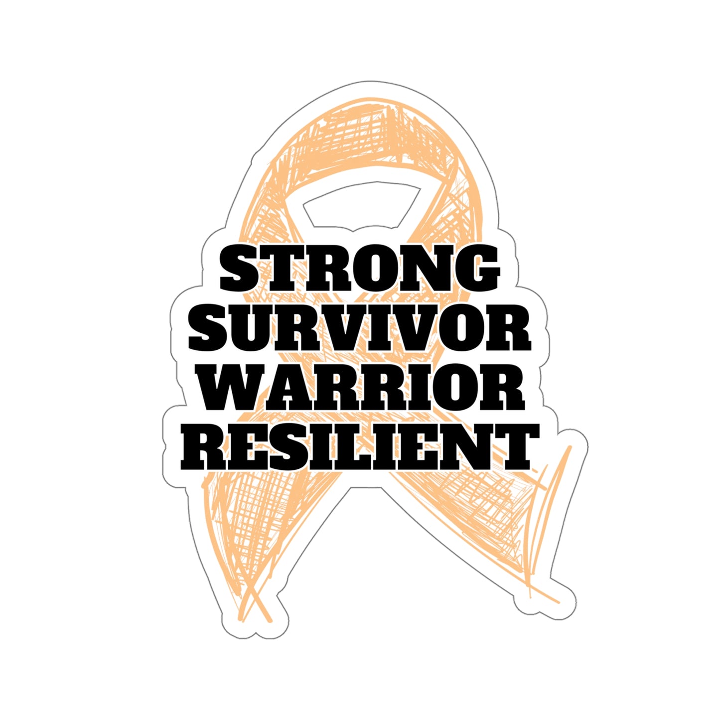 Strong Survivor Warrior Resilient Peach Ribbon Kiss-Cut Stickers