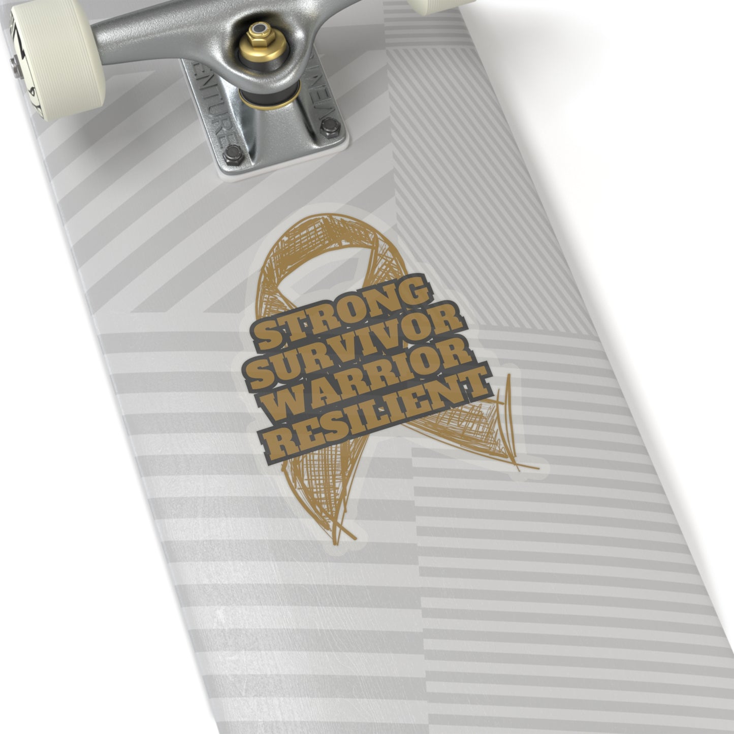 Strong Survivor Warrior Resilient Gold Ribbon Kiss-Cut Stickers
