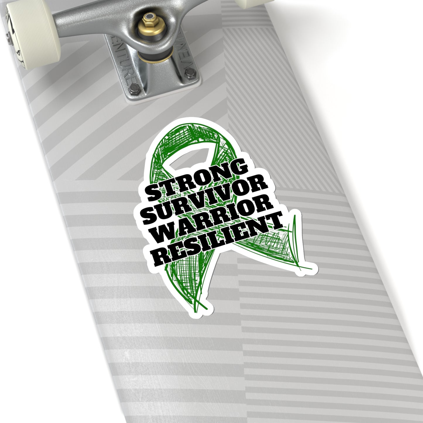 Strong Survivor Warrior Resilient Green Ribbon Kiss-Cut Stickers