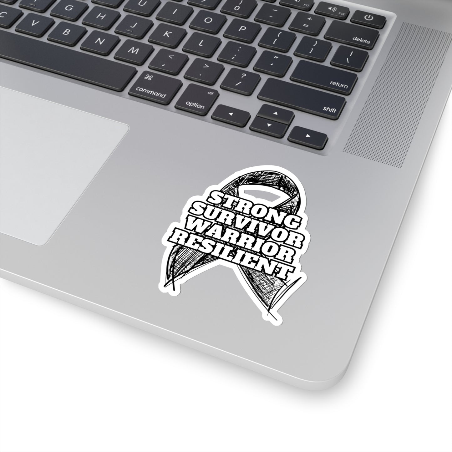 Strong Survivor Warrior Resilient Black Ribbon Kiss-Cut Stickers