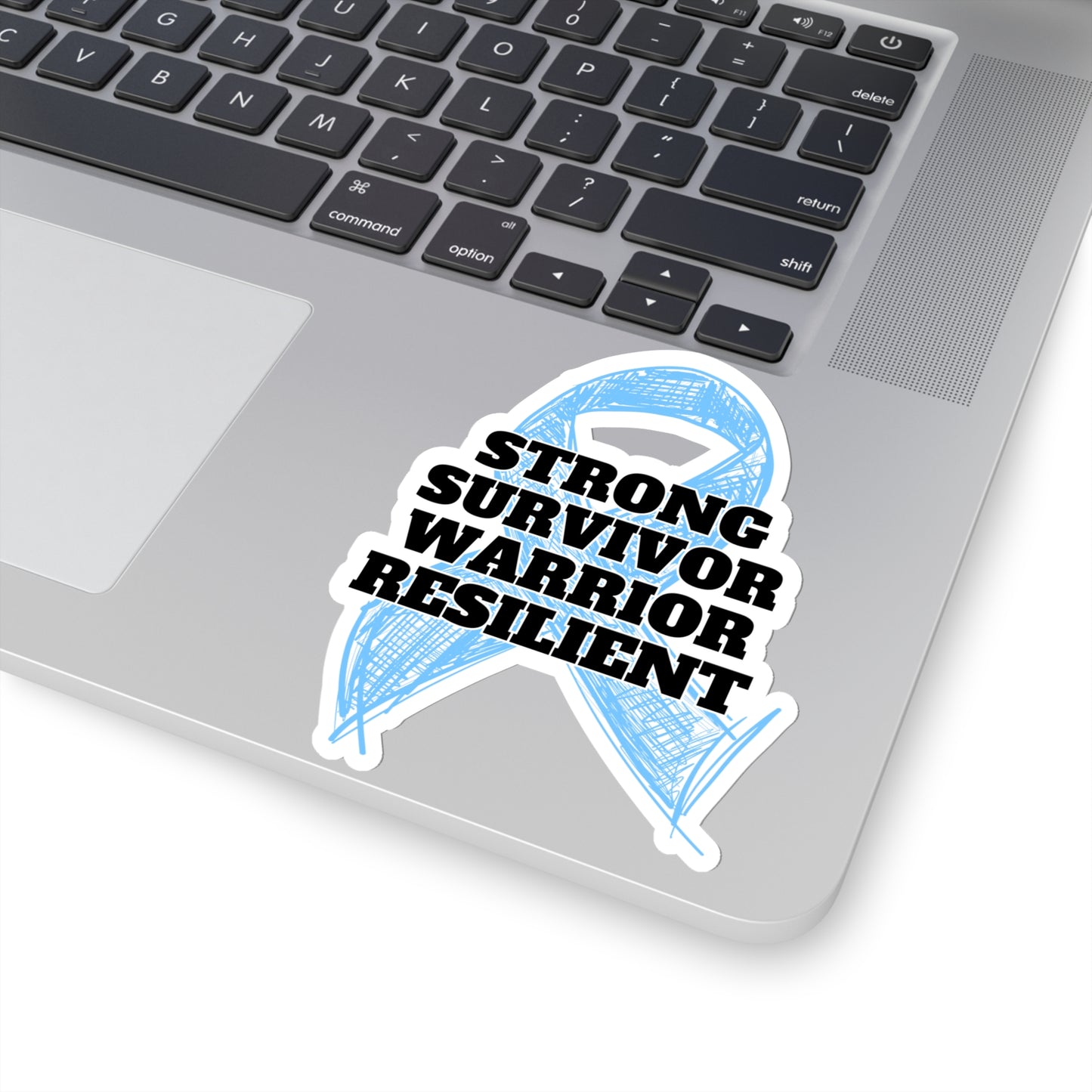 Strong Survivor Warrior Resilient Light Blue Ribbon Kiss-Cut Stickers
