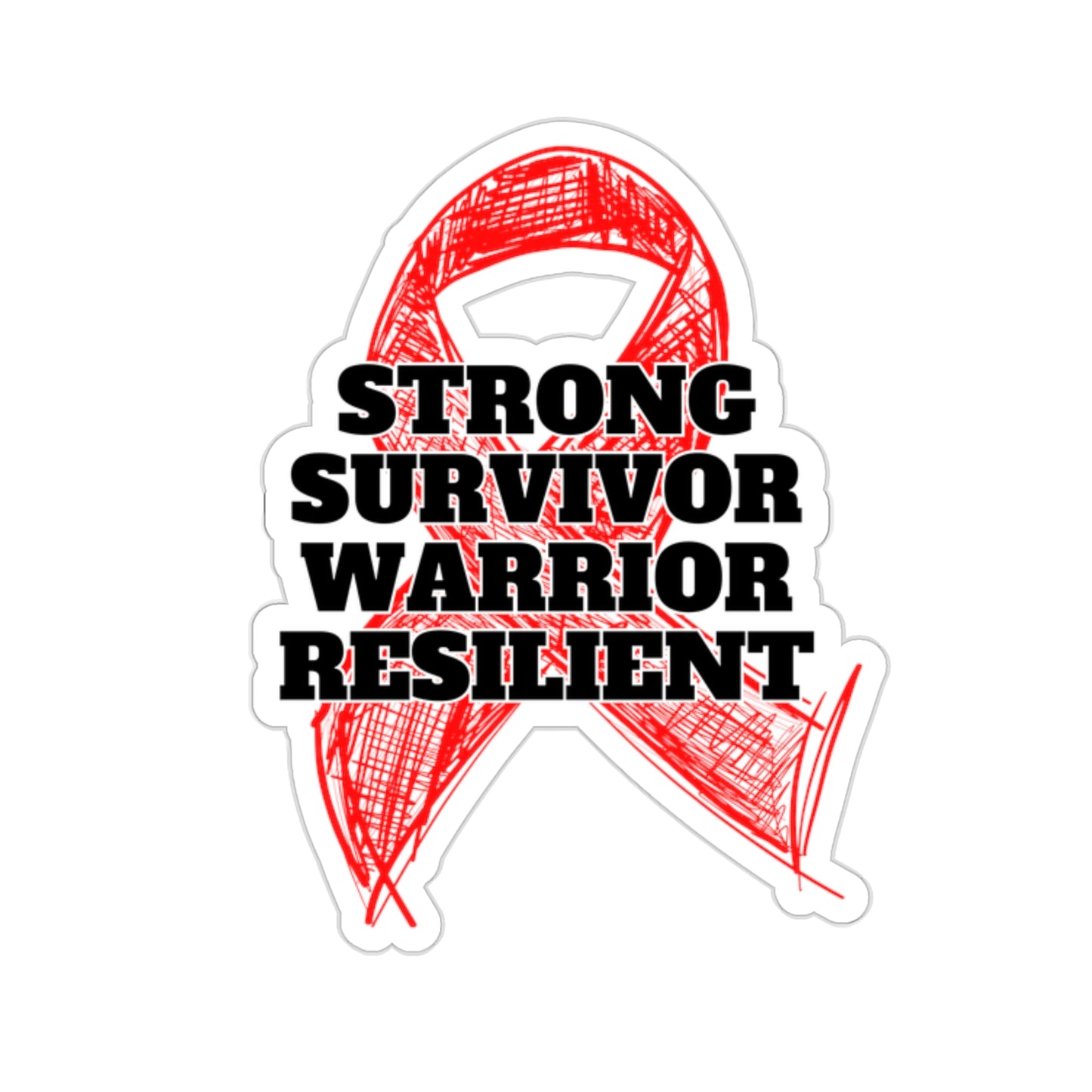 Strong Survivor Warrior Resilient Red Ribbon Kiss-Cut Stickers