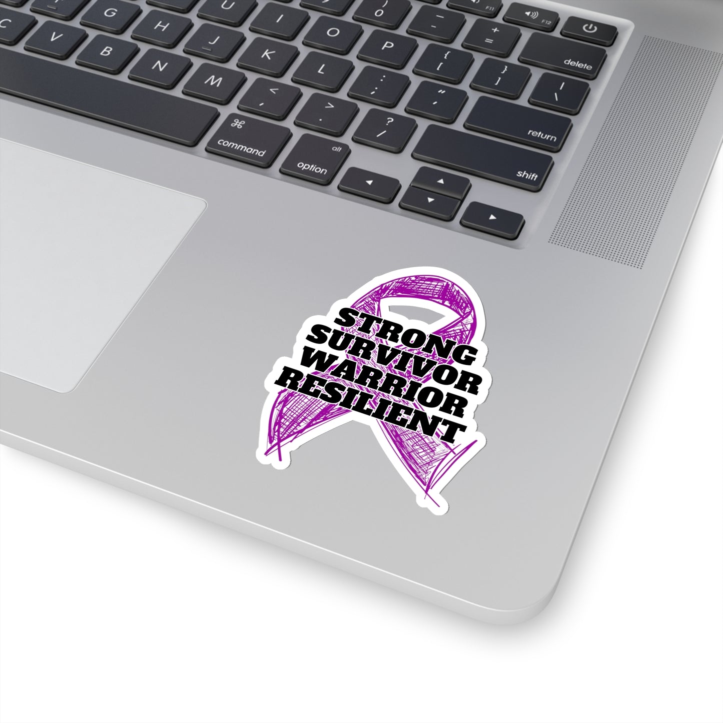 Strong Survivor Warrior Resilient Purple Ribbon Kiss-Cut Stickers