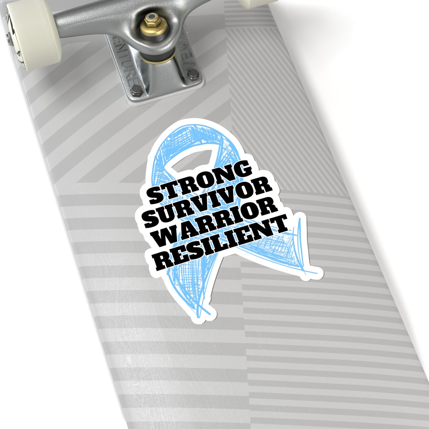 Strong Survivor Warrior Resilient Light Blue Ribbon Kiss-Cut Stickers