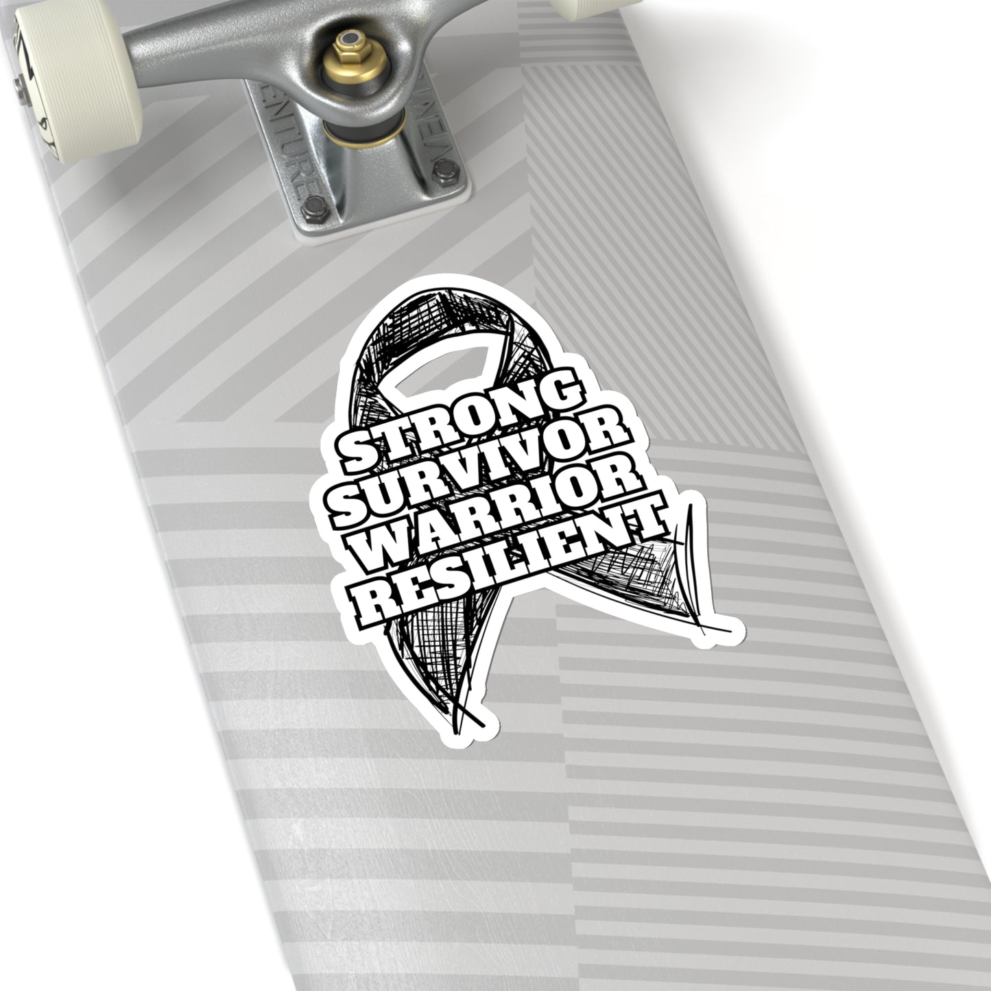 Strong Survivor Warrior Resilient Black Ribbon Kiss-Cut Stickers
