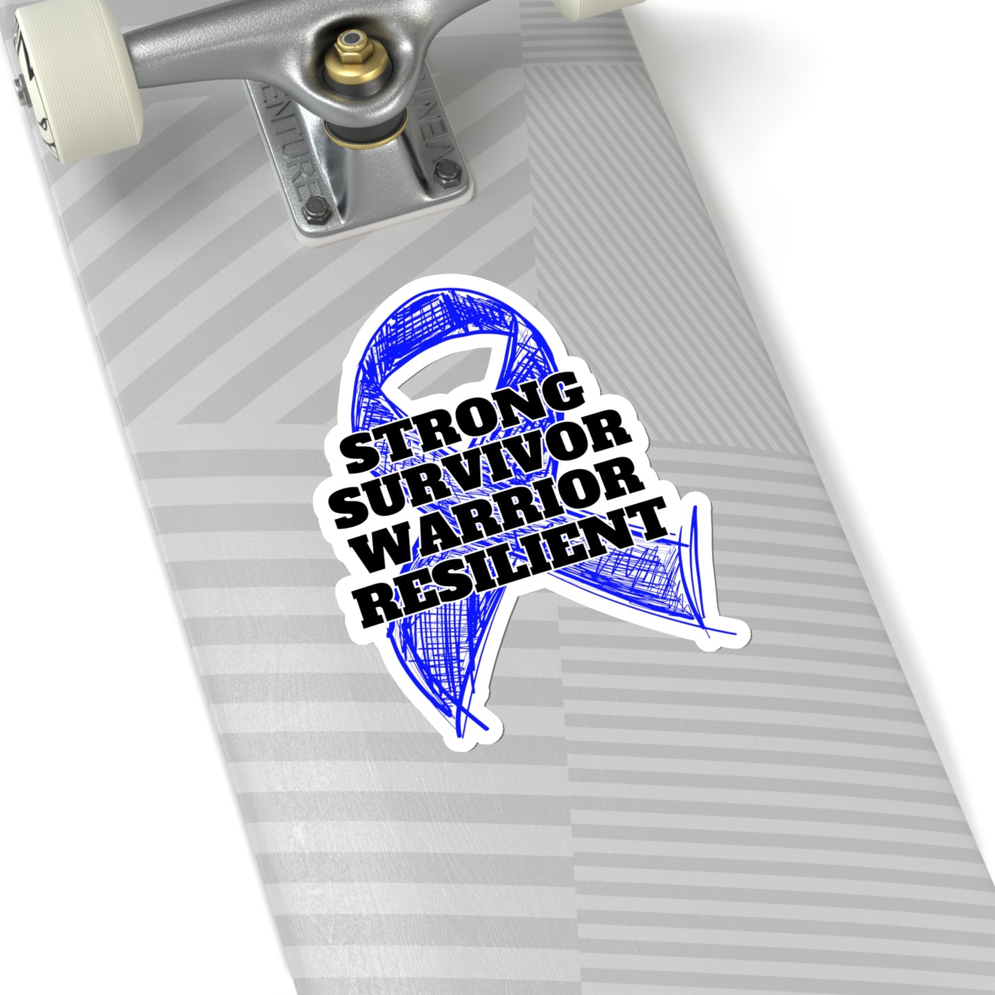Strong Survivor Warrior Resilient Blue Ribbon Kiss-Cut Stickers