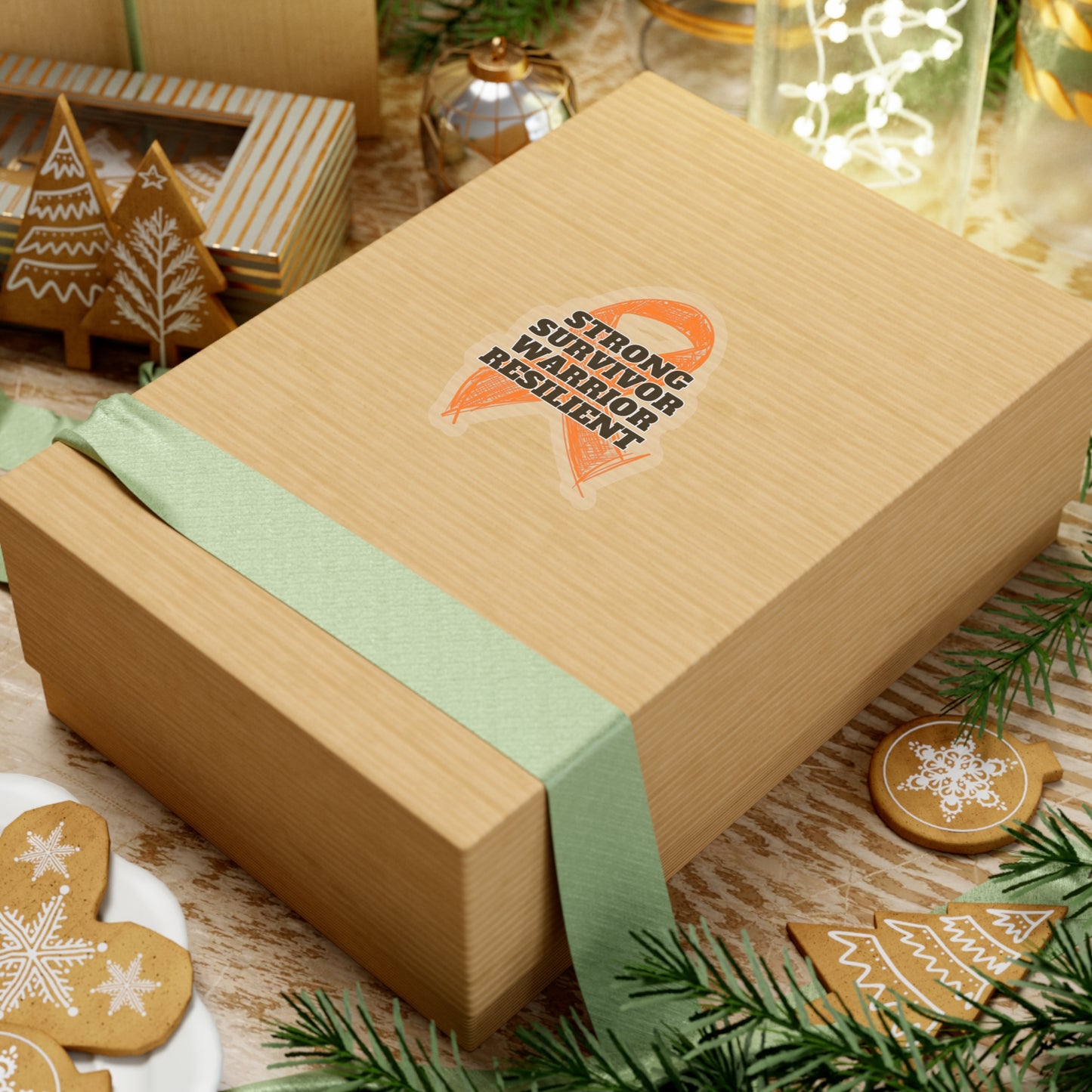 Strong Survivor Warrior Resilient Orange Ribbon Kiss-Cut Stickers