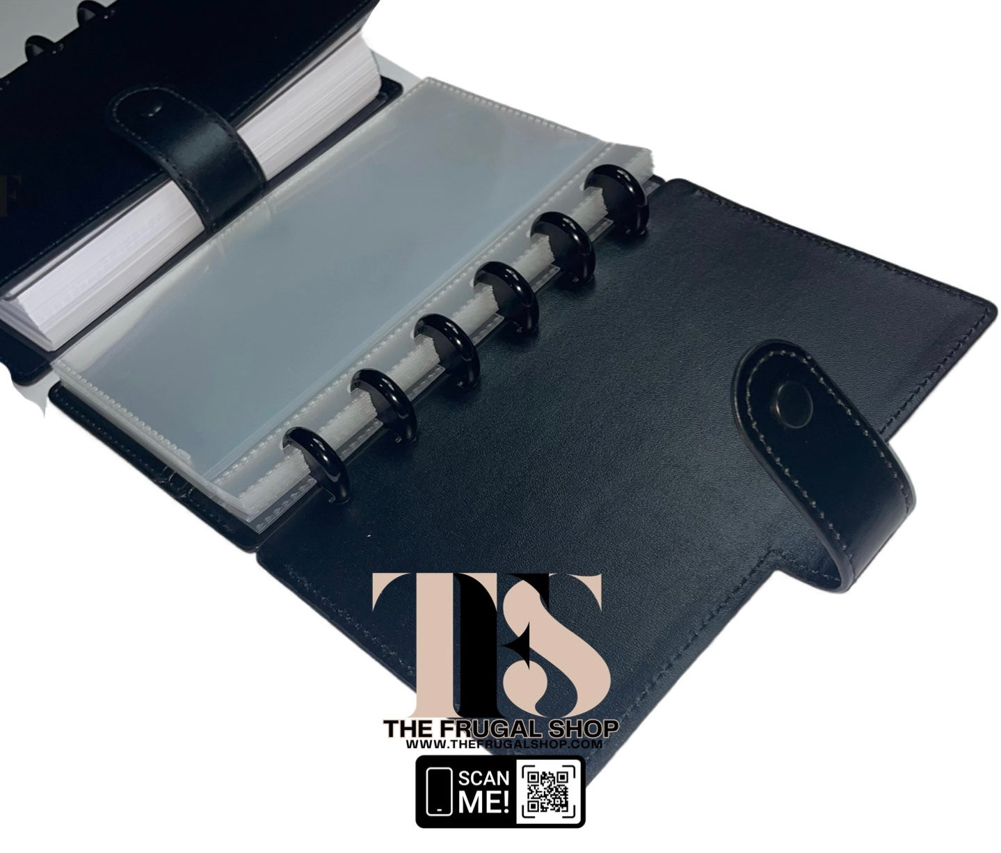 Black Leather Discbound Accessory Organizer