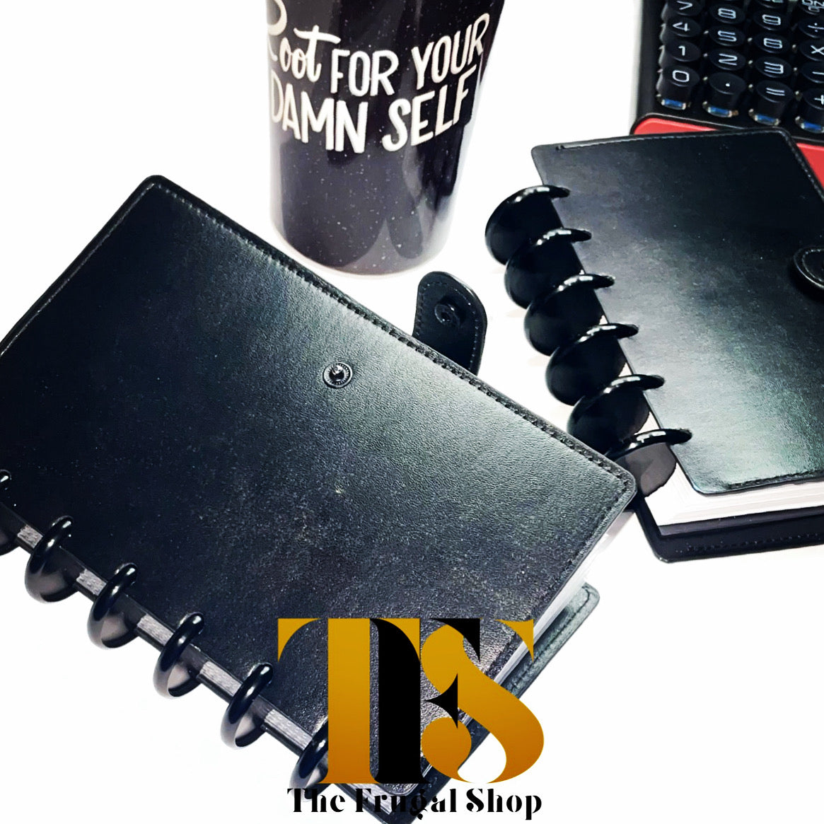 Black Leather Discbound Accessory Organizer