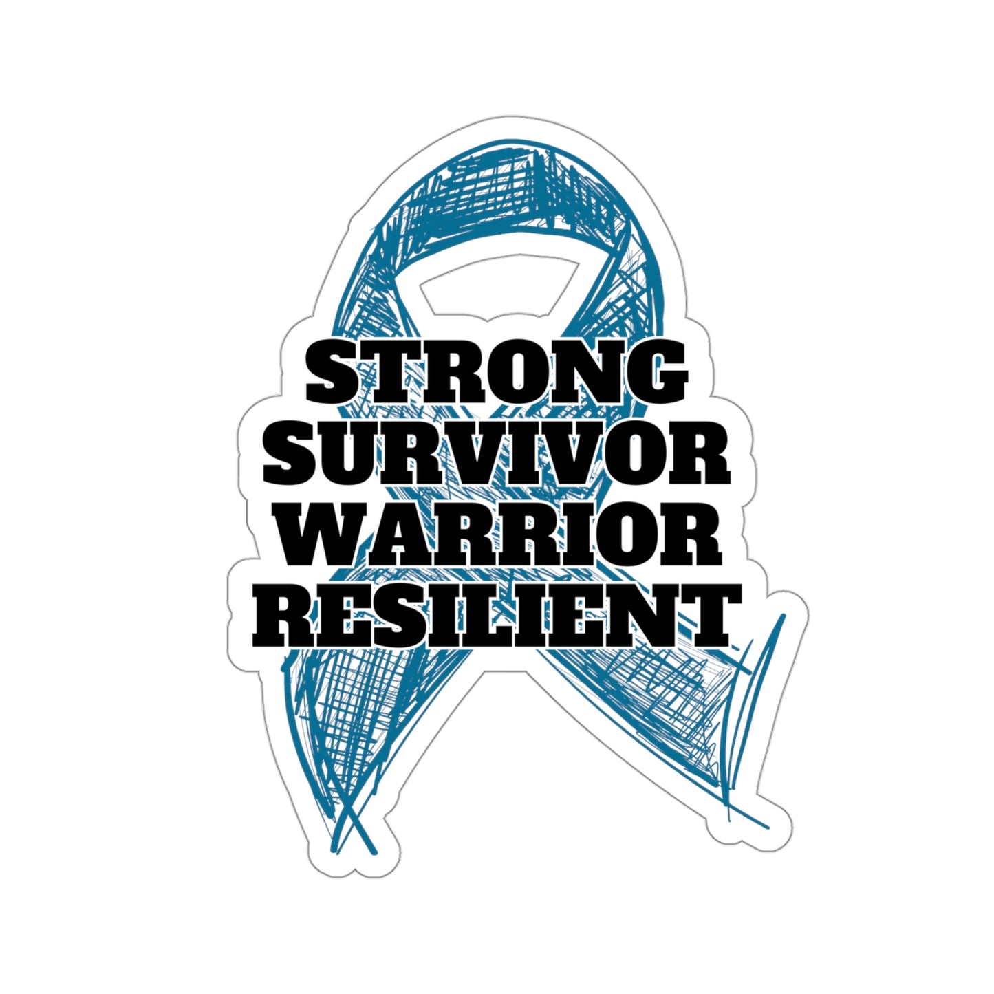 Strong Survivor Warrior Resilient Teal Ribbon Kiss-Cut Stickers