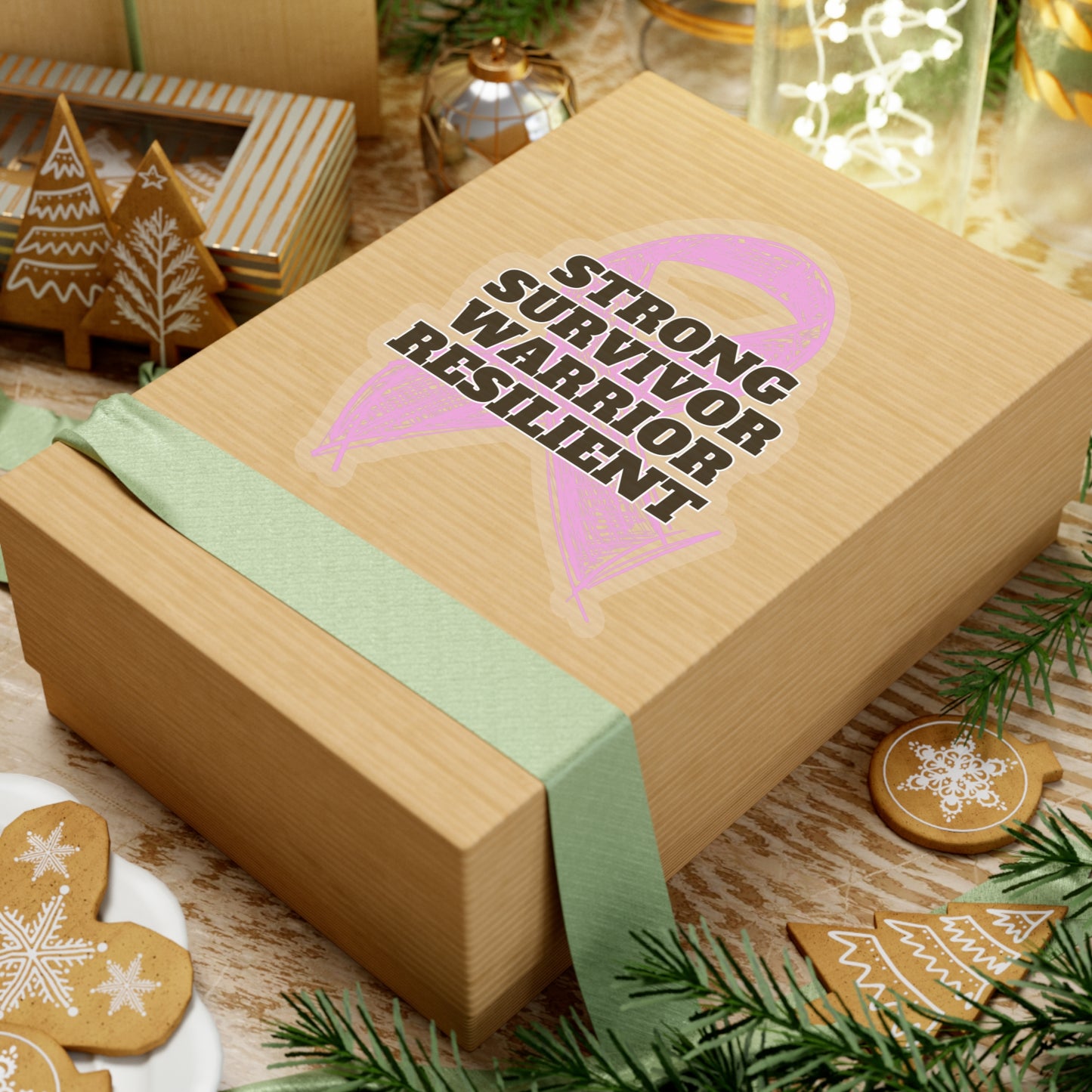 Strong Survivor Warrior Resilient Pink Ribbon Kiss-Cut Stickers